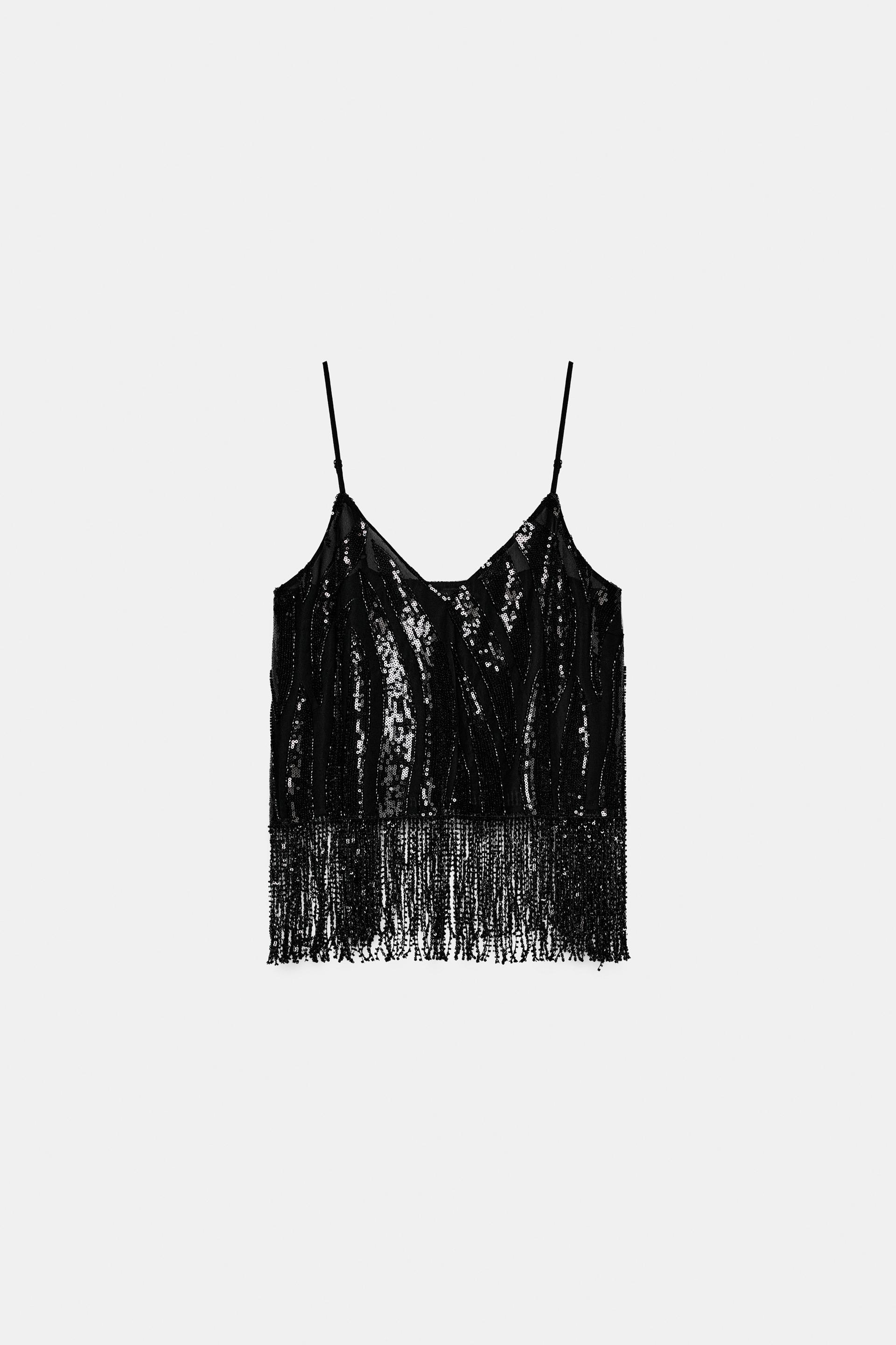FRINGED SEQUIN TOP by ZARA