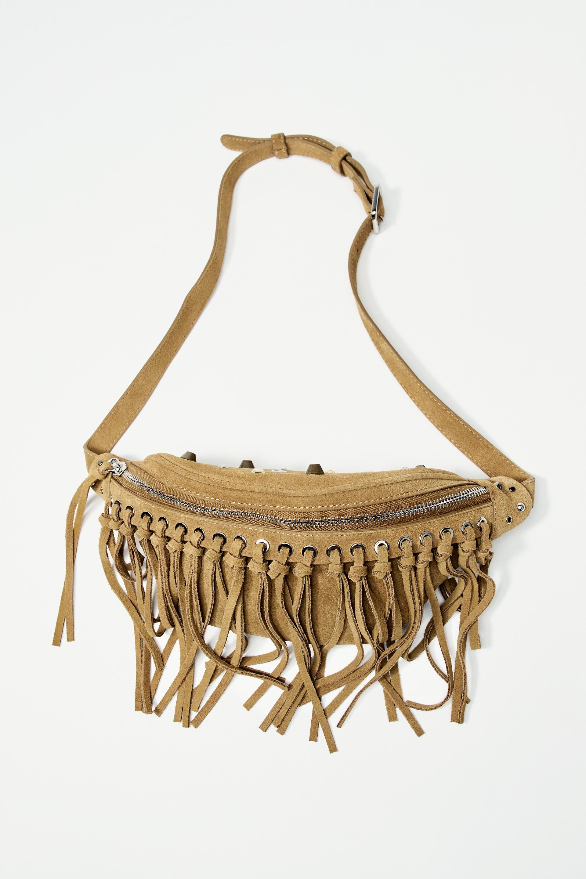 FRINGED SUEDE BELT BAG by ZARA