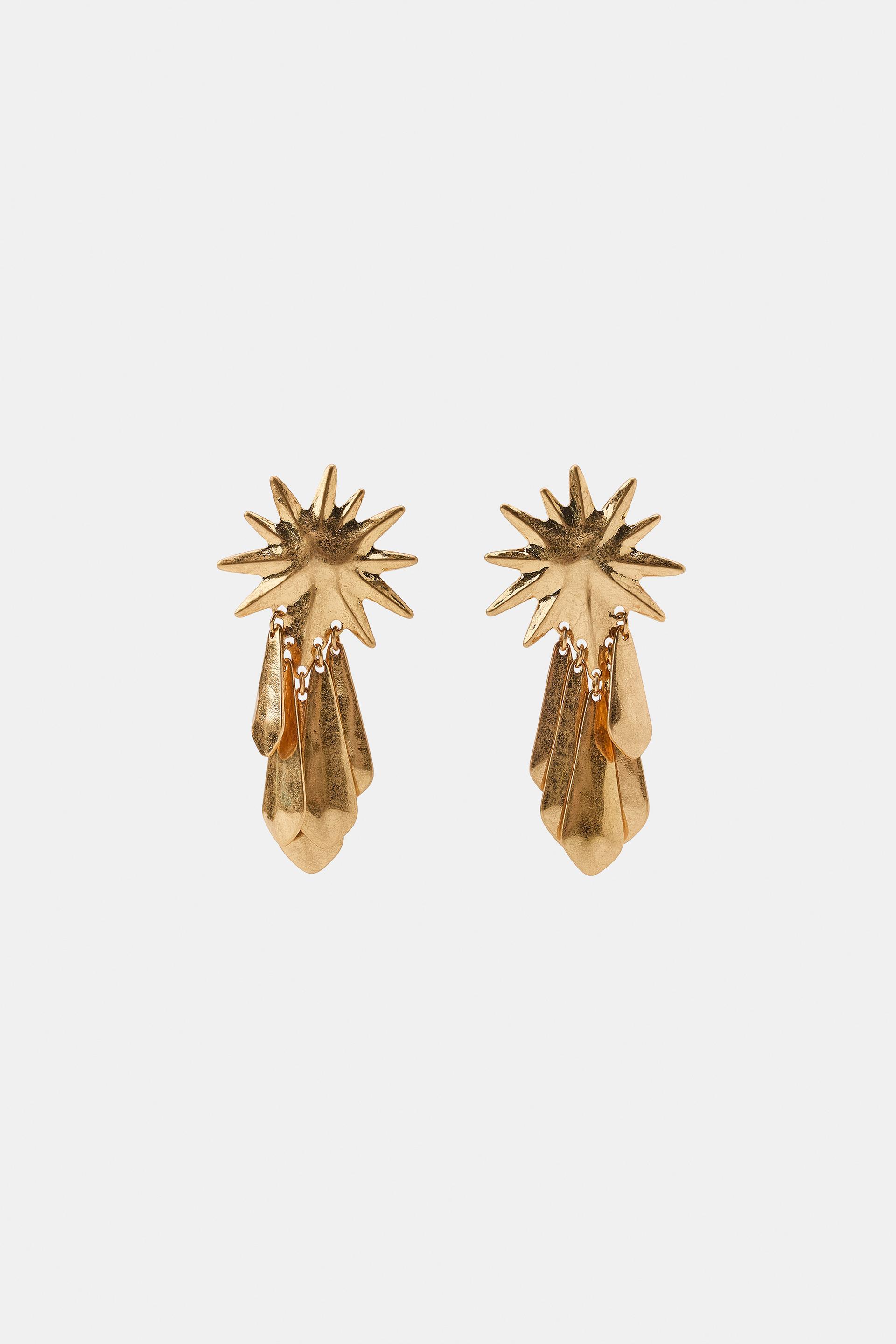 FRINGED SUN METAL EARRINGS by ZARA