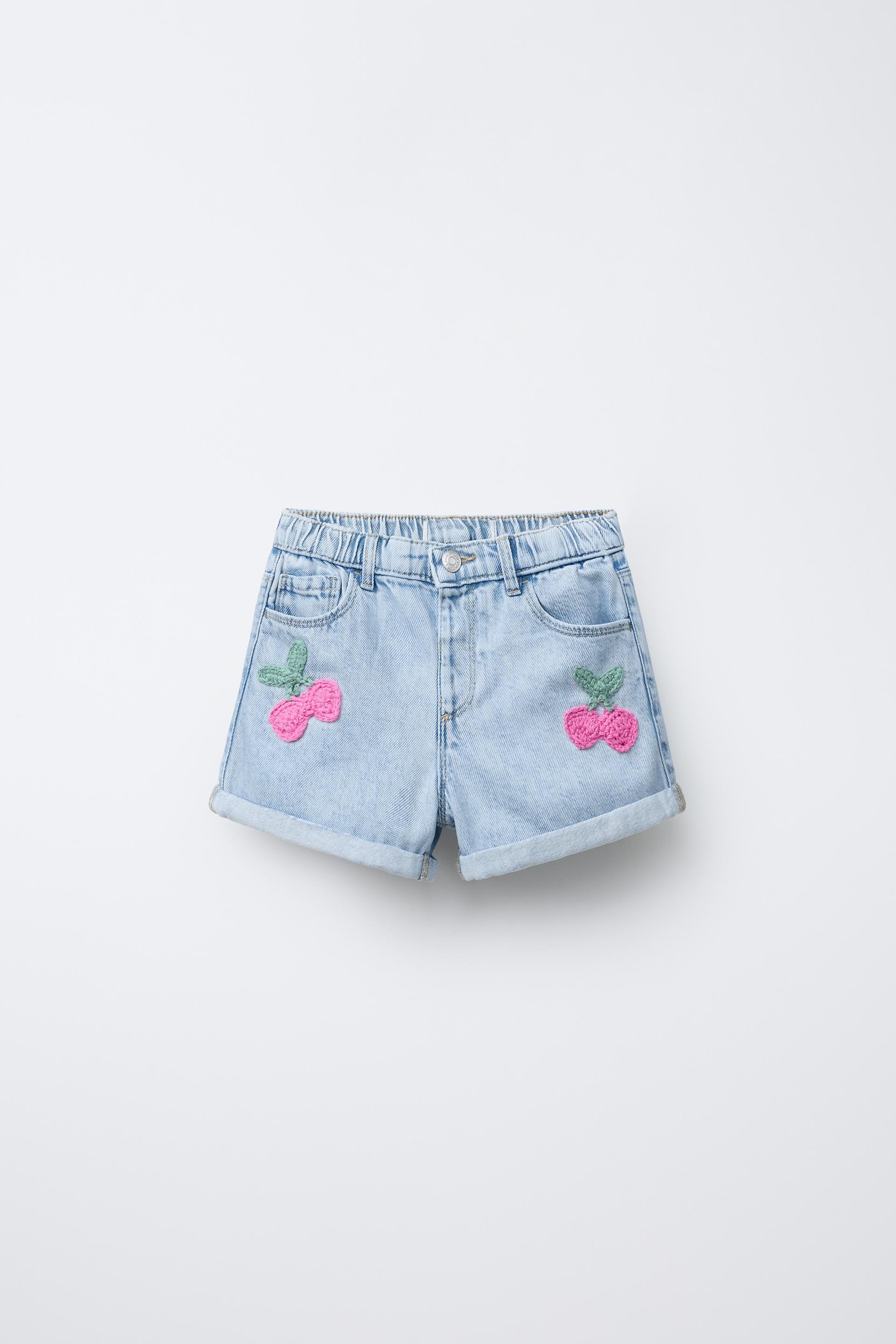 FRUIT CROCHET DENIM BERMUDA SHORTS by ZARA