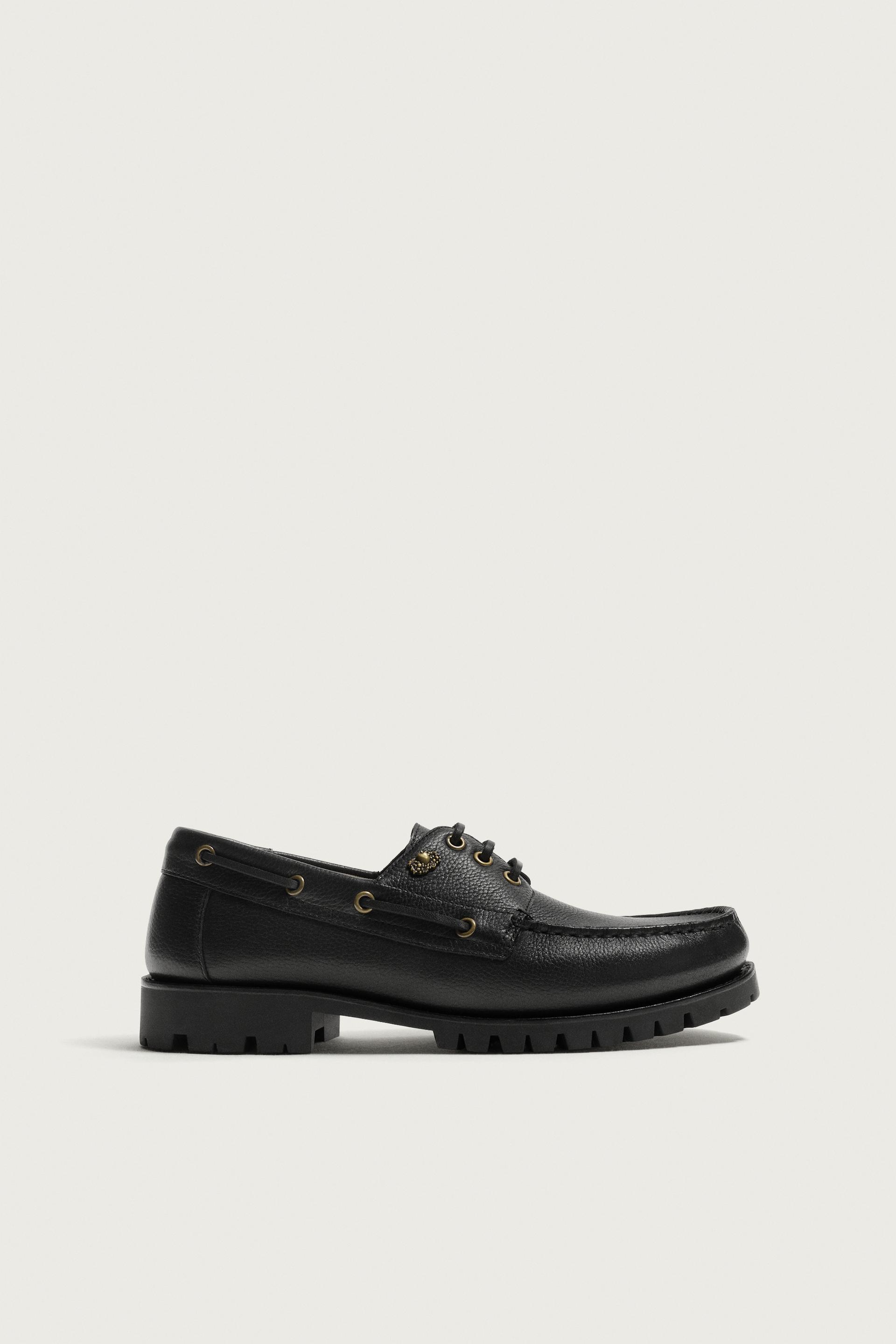 FRUIT OF THE LOOM™ LEATHER BOAT SHOES by ZARA