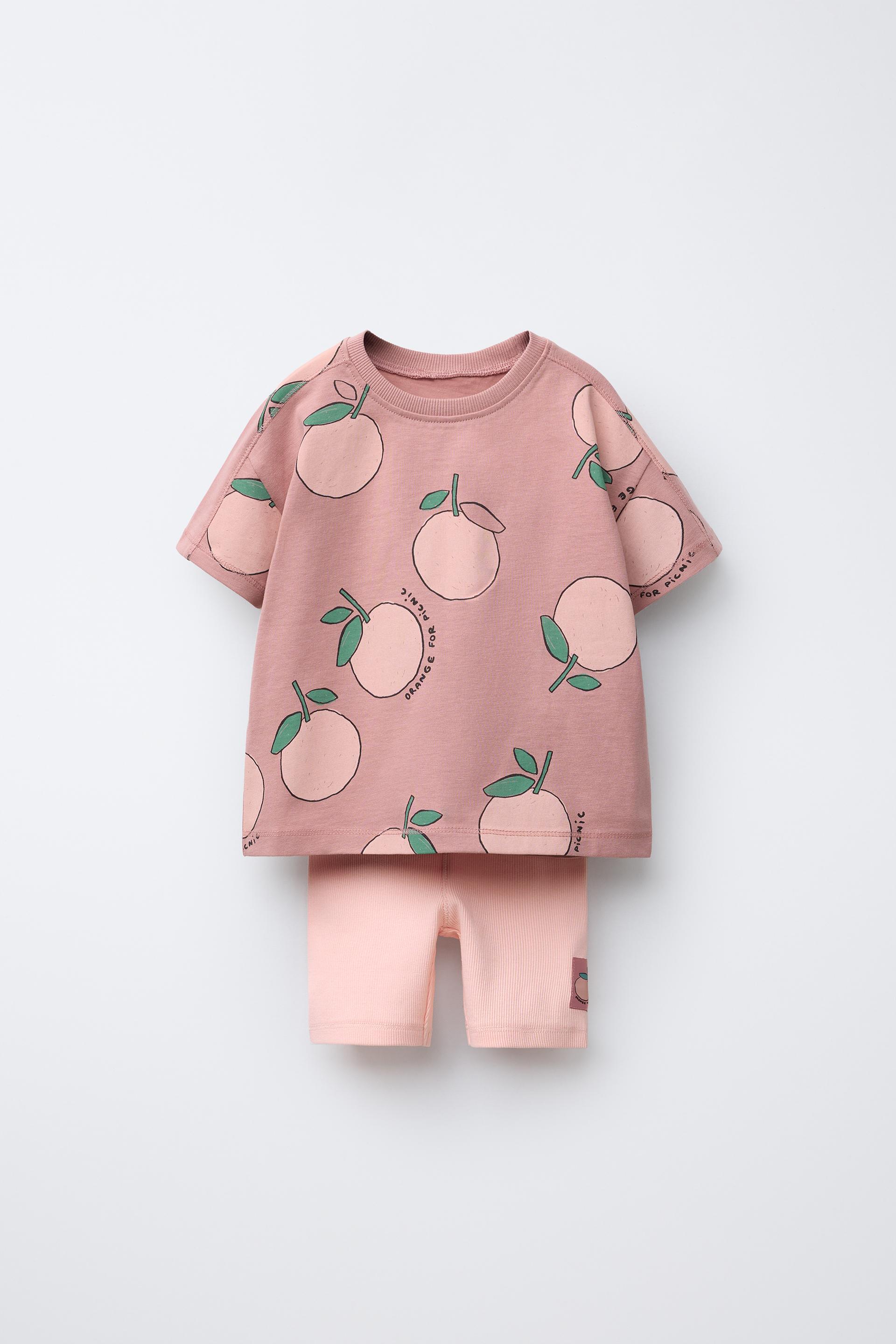 FRUIT PRINT T-SHIRT AND BIKER LEGGINGS SET by ZARA