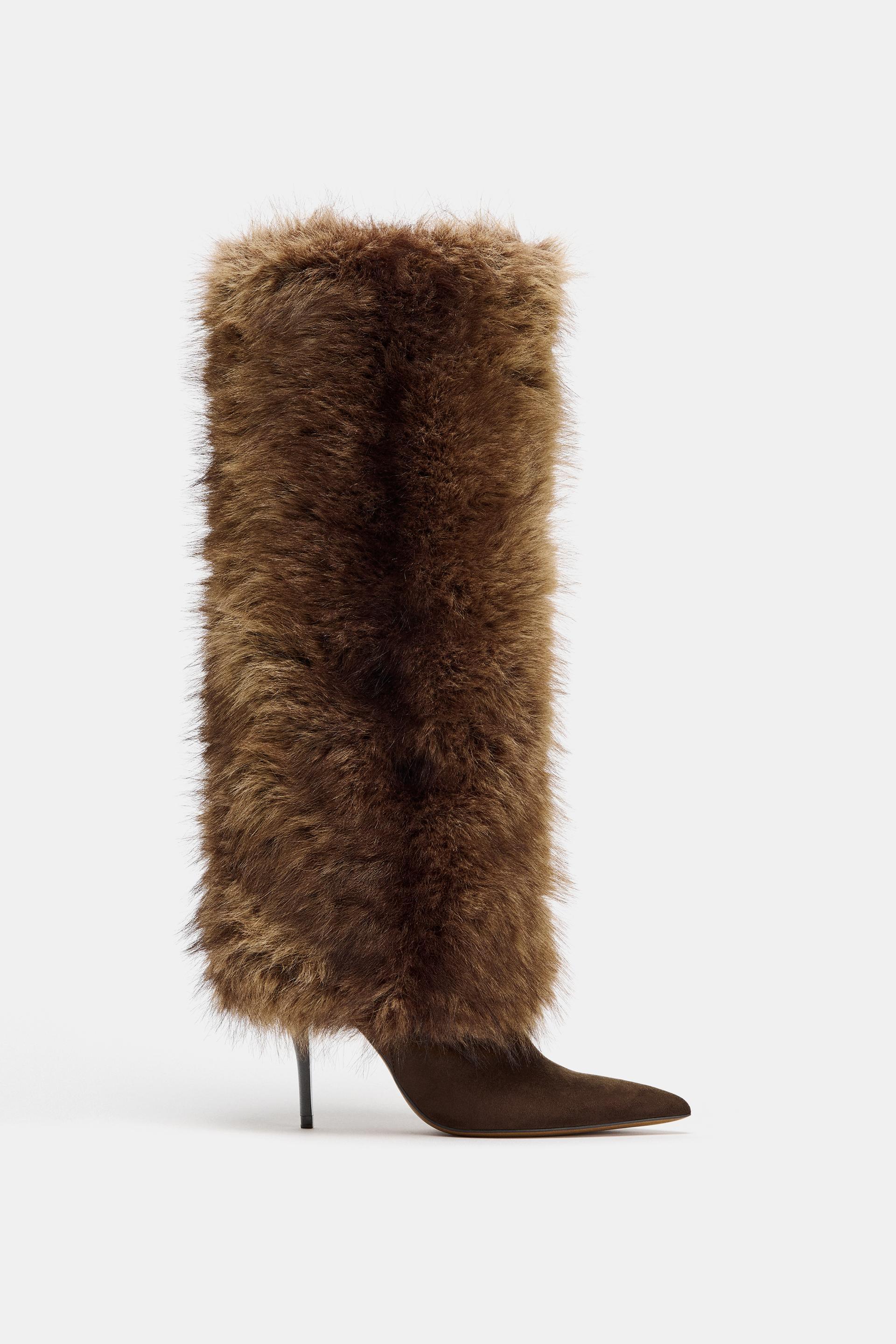 FUR EFFECT HEEL BOOTS by ZARA