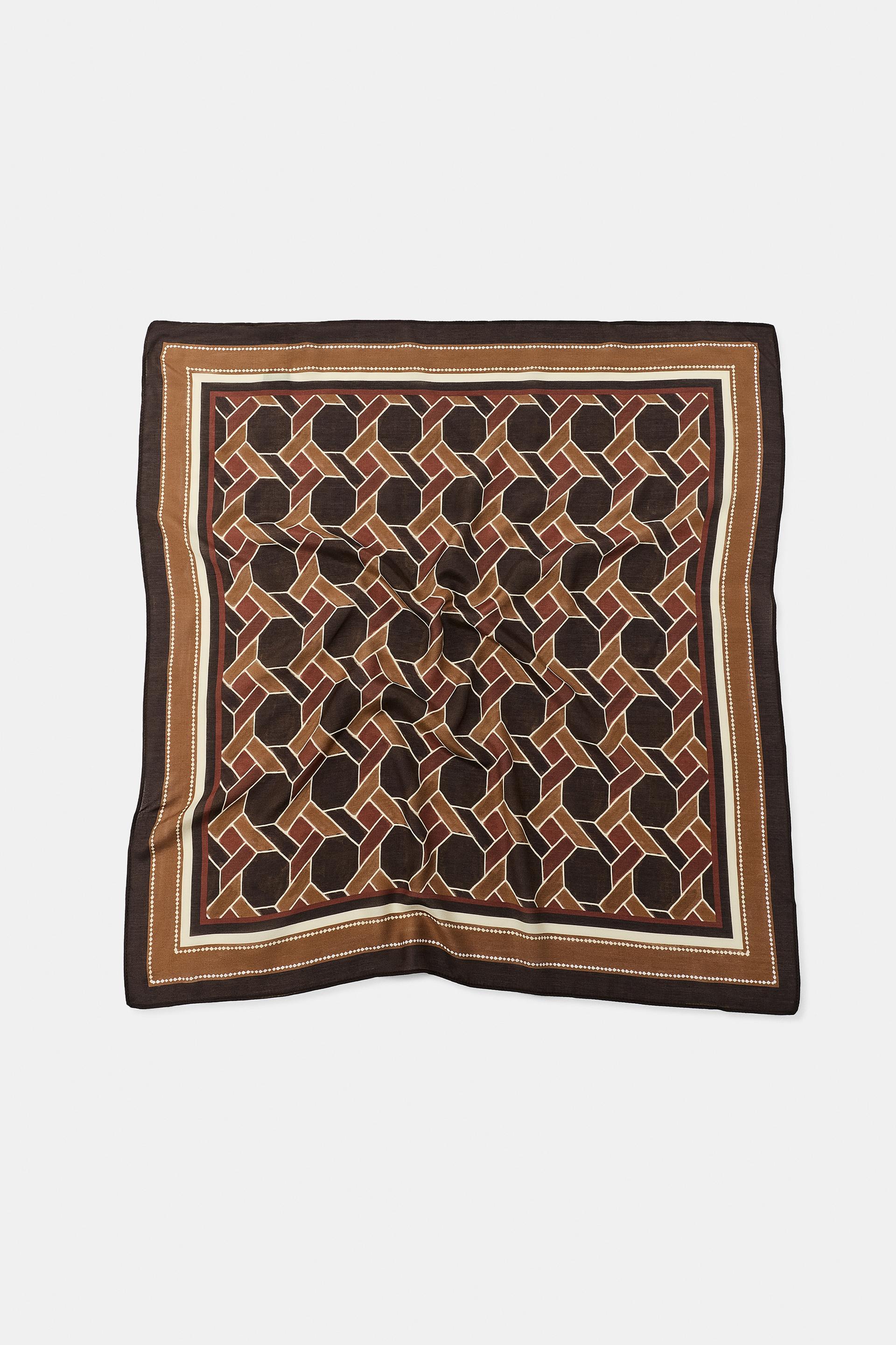 GEOMETRIC PRINT SILK SCARF by ZARA