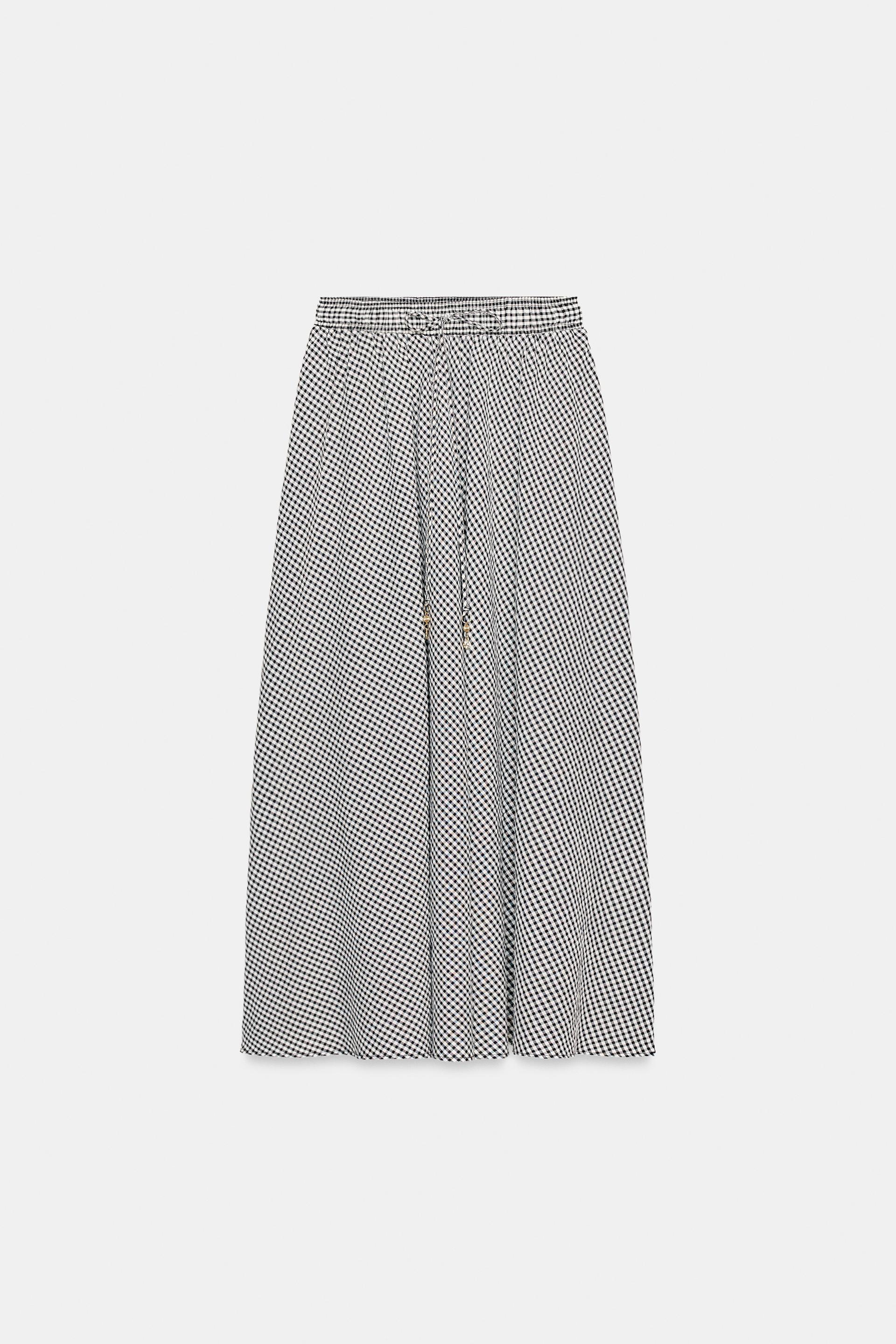 GINGHAM CHECK MIDI SKIRT by ZARA