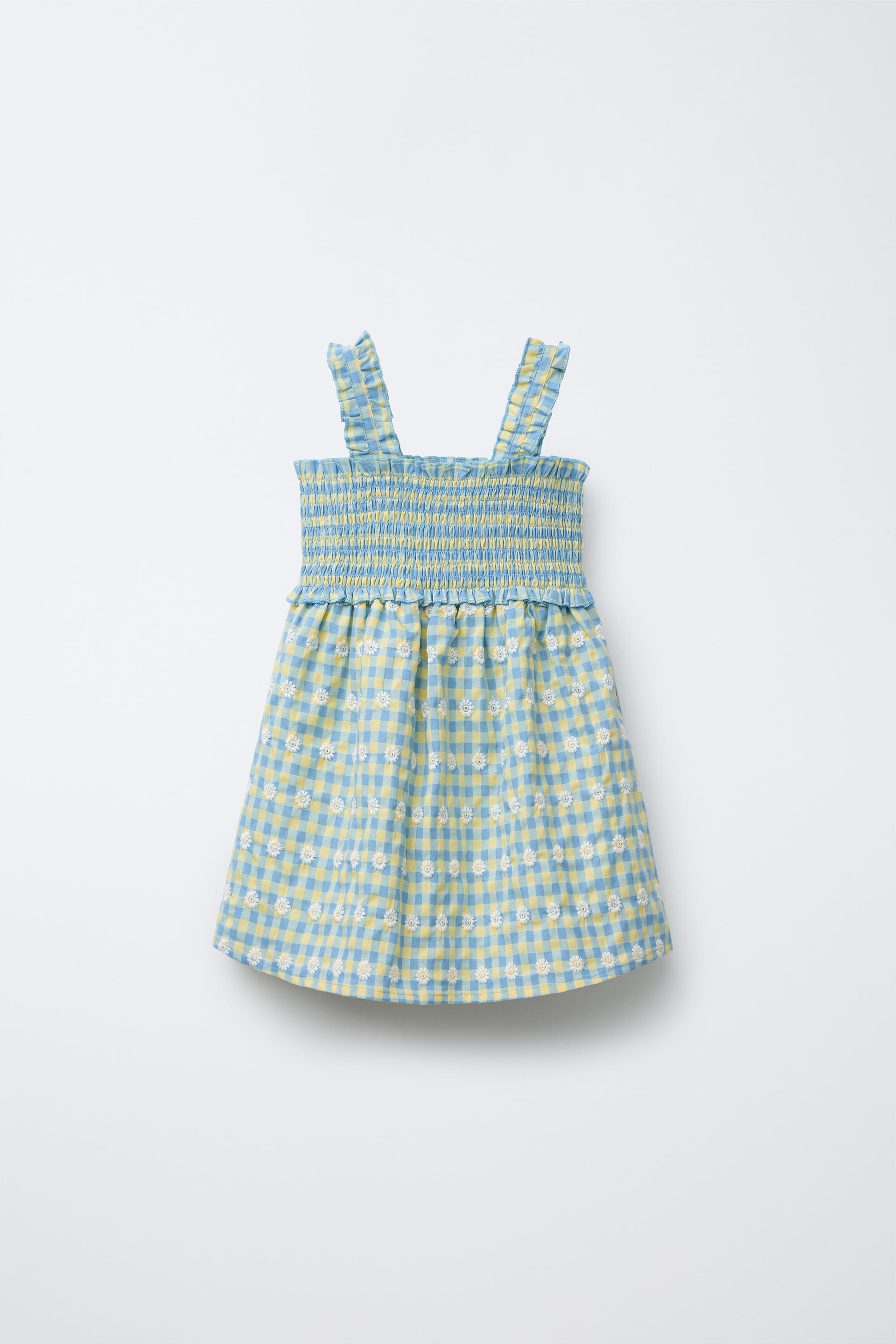 GINGHAM FLORAL DRESS by ZARA