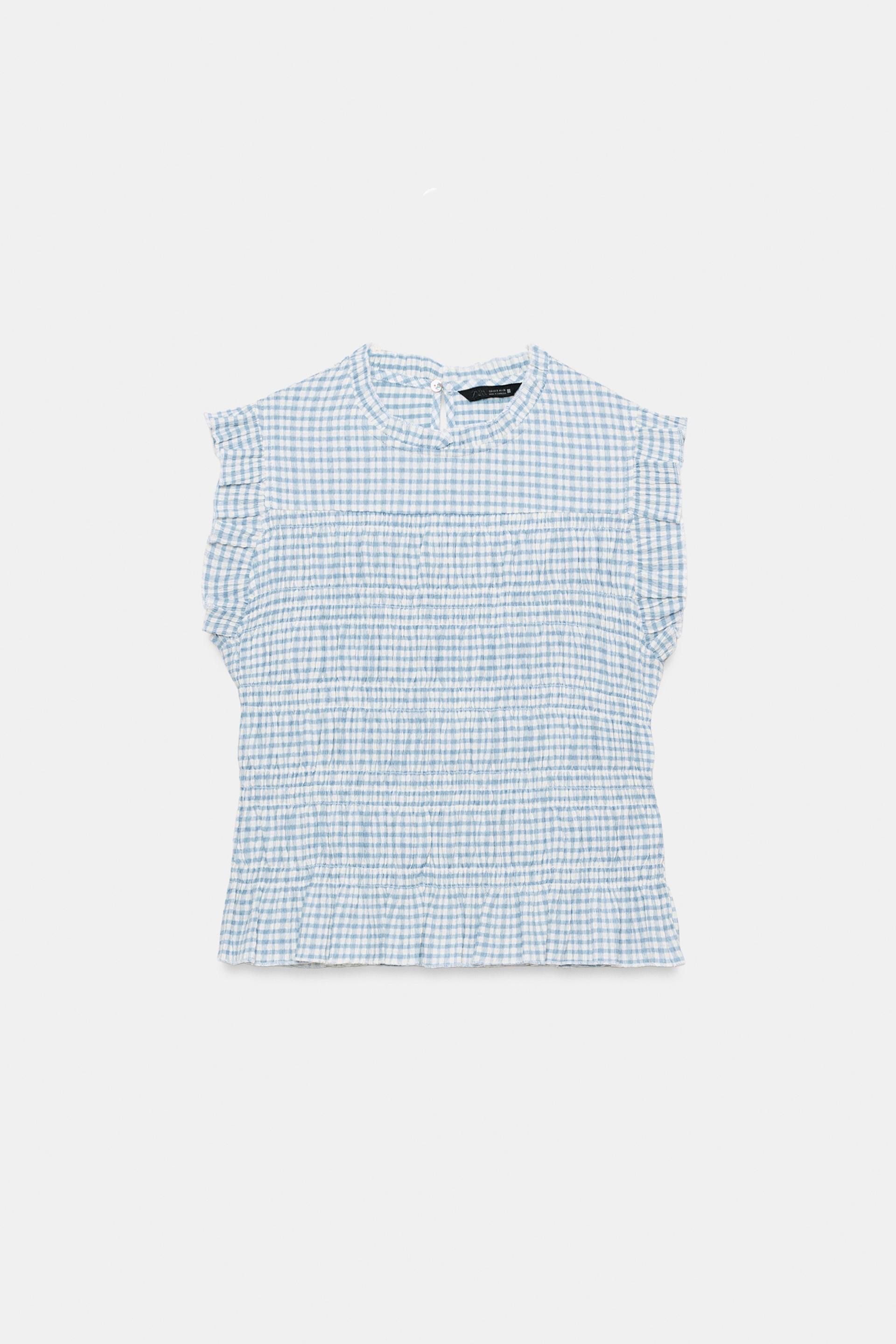 GINGHAM SMOCKED TOP by ZARA