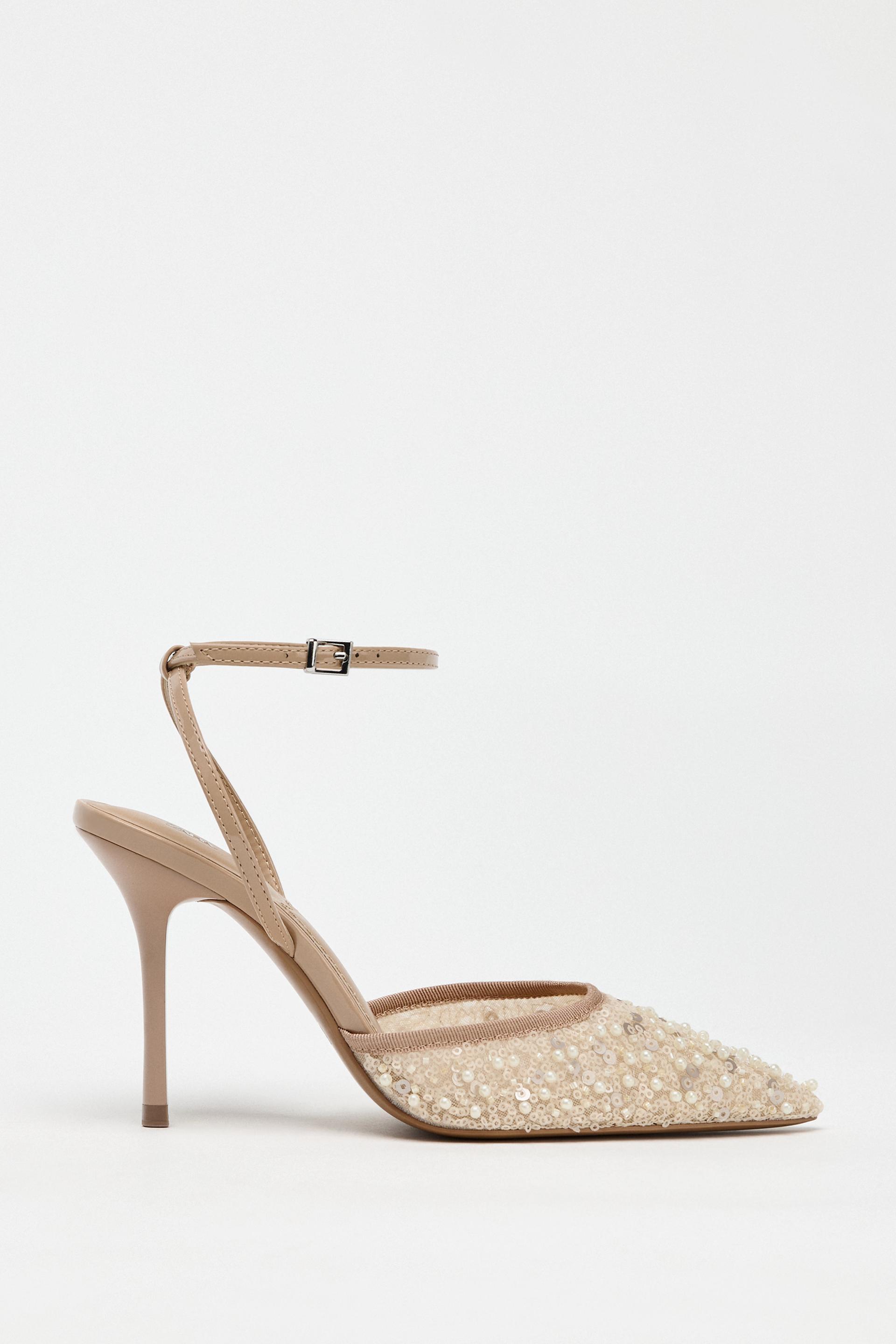 GLITTER MESH SLINGBACK HEELS by ZARA