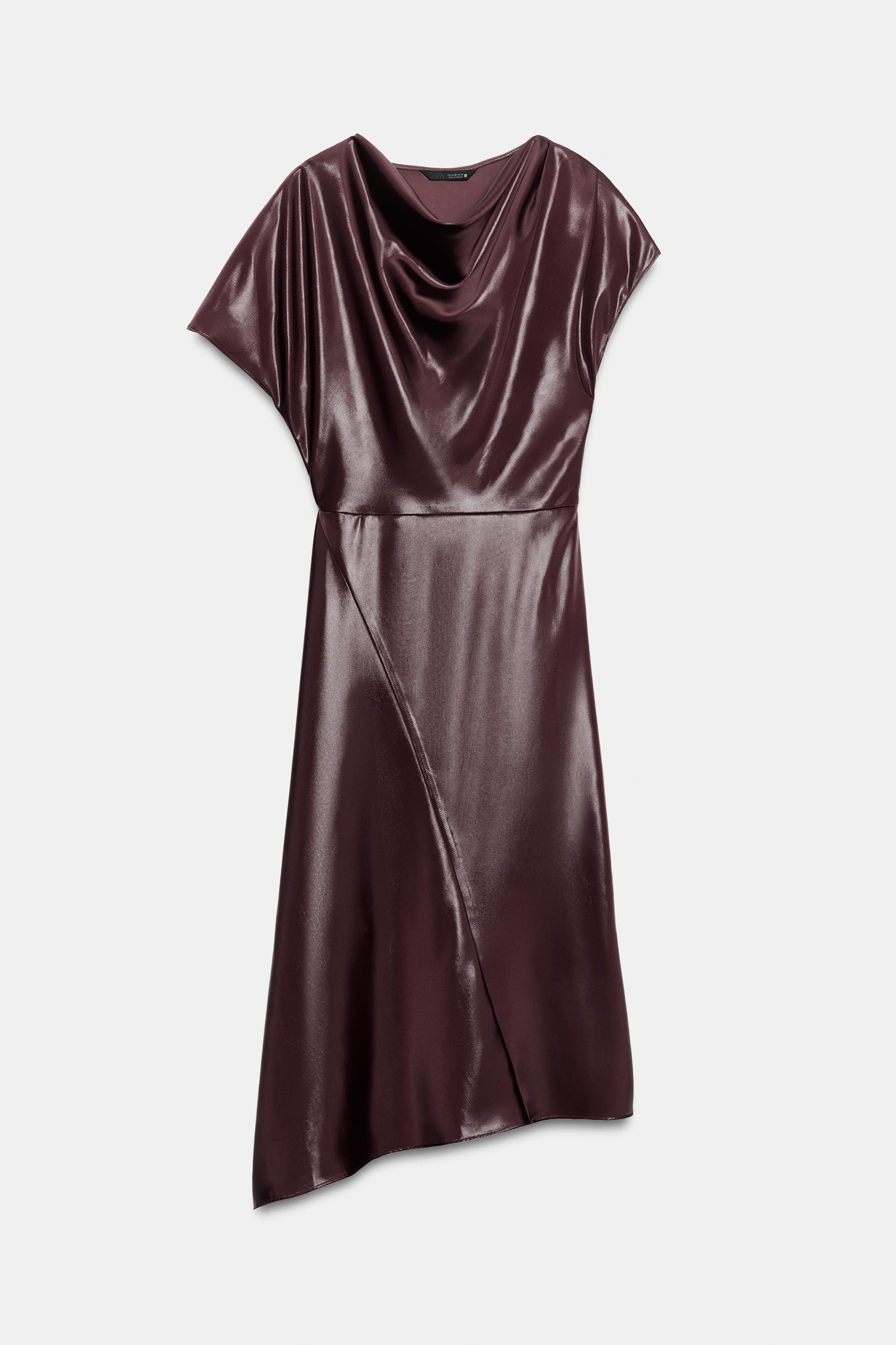 GLOSSY SATIN MIDI DRESS by ZARA