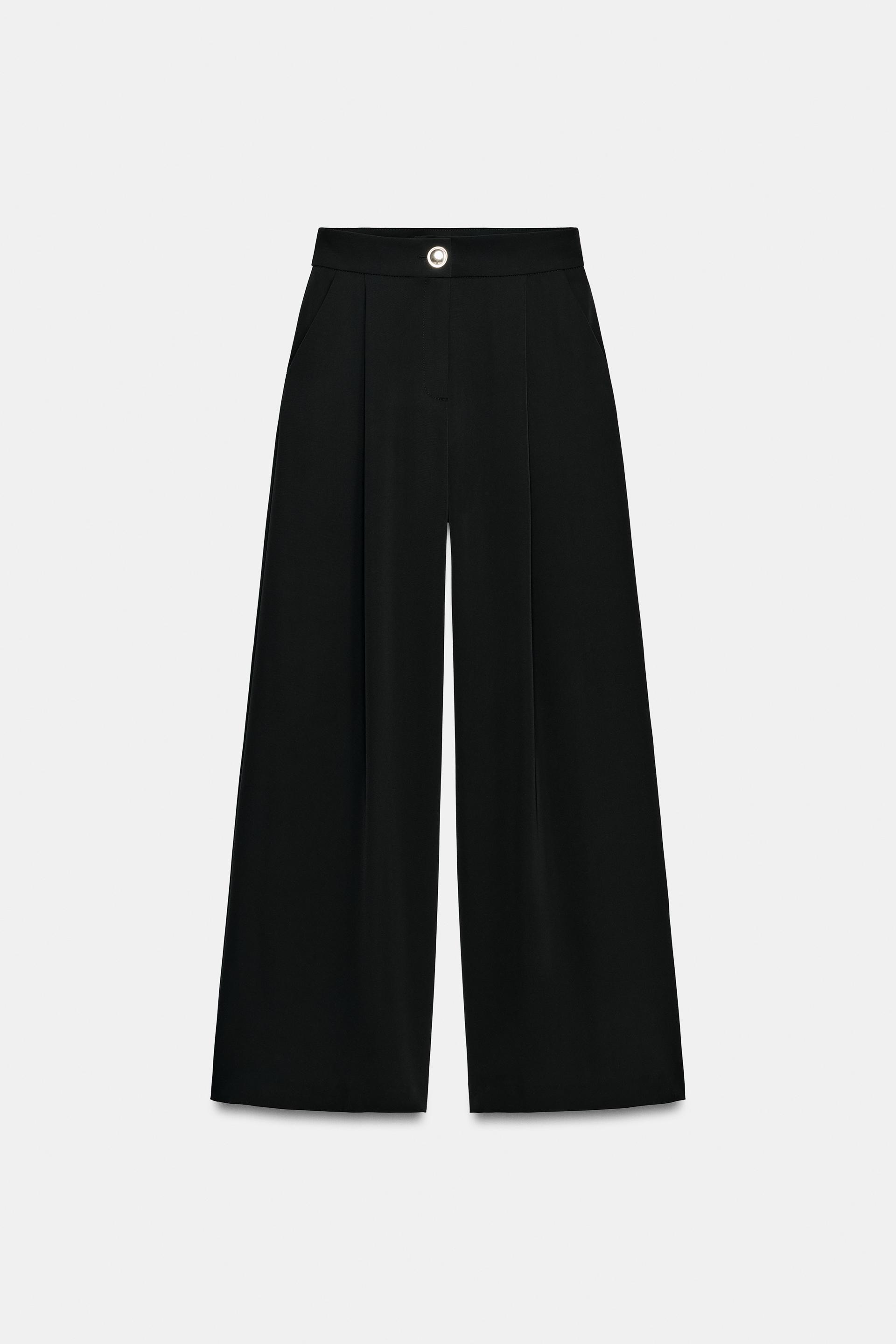 GOLD BUTTON PALAZZO PANTS by ZARA