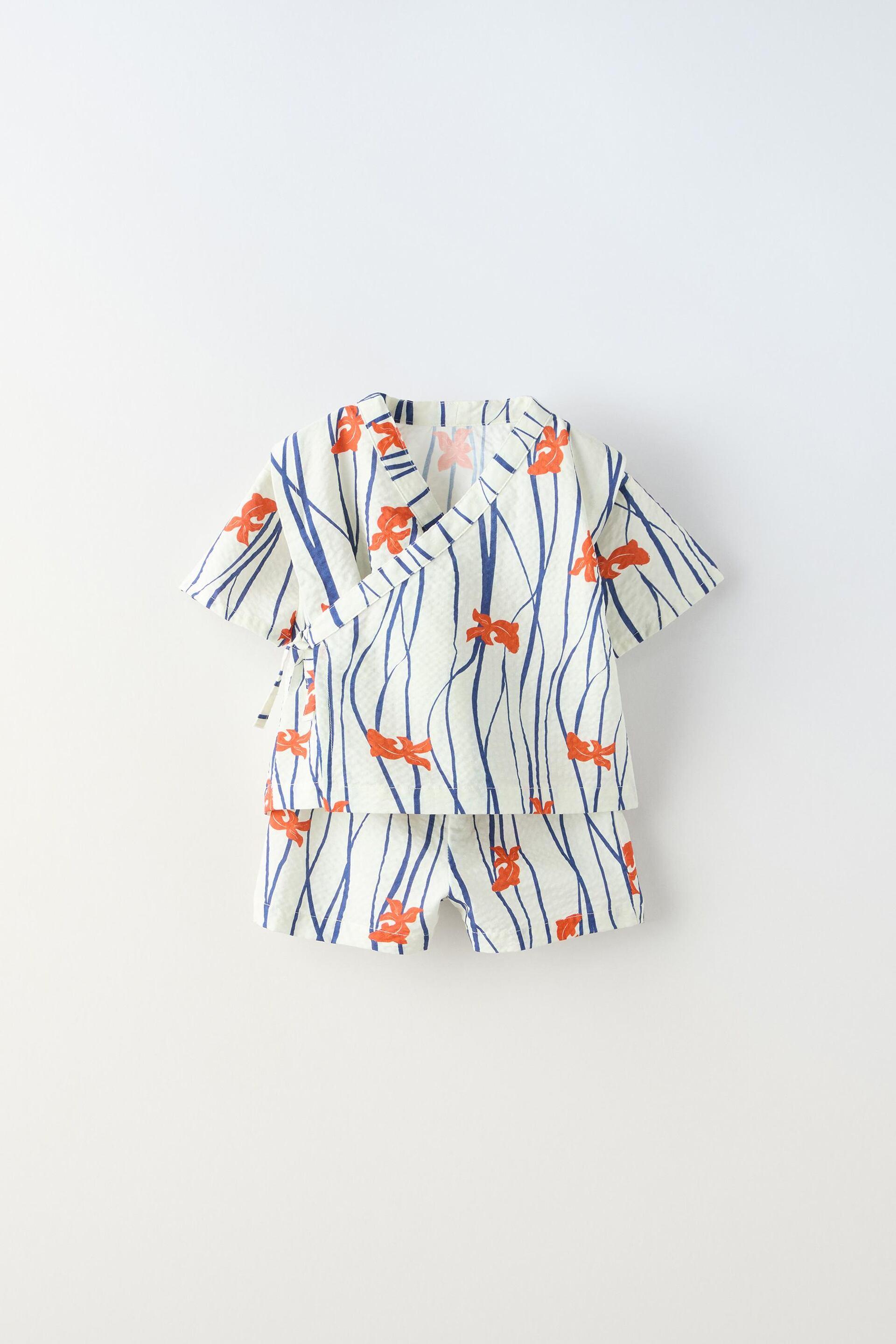 GOLDFISH PRINT JINBEI KIMONO AND SHORTS MATCHING SET by ZARA