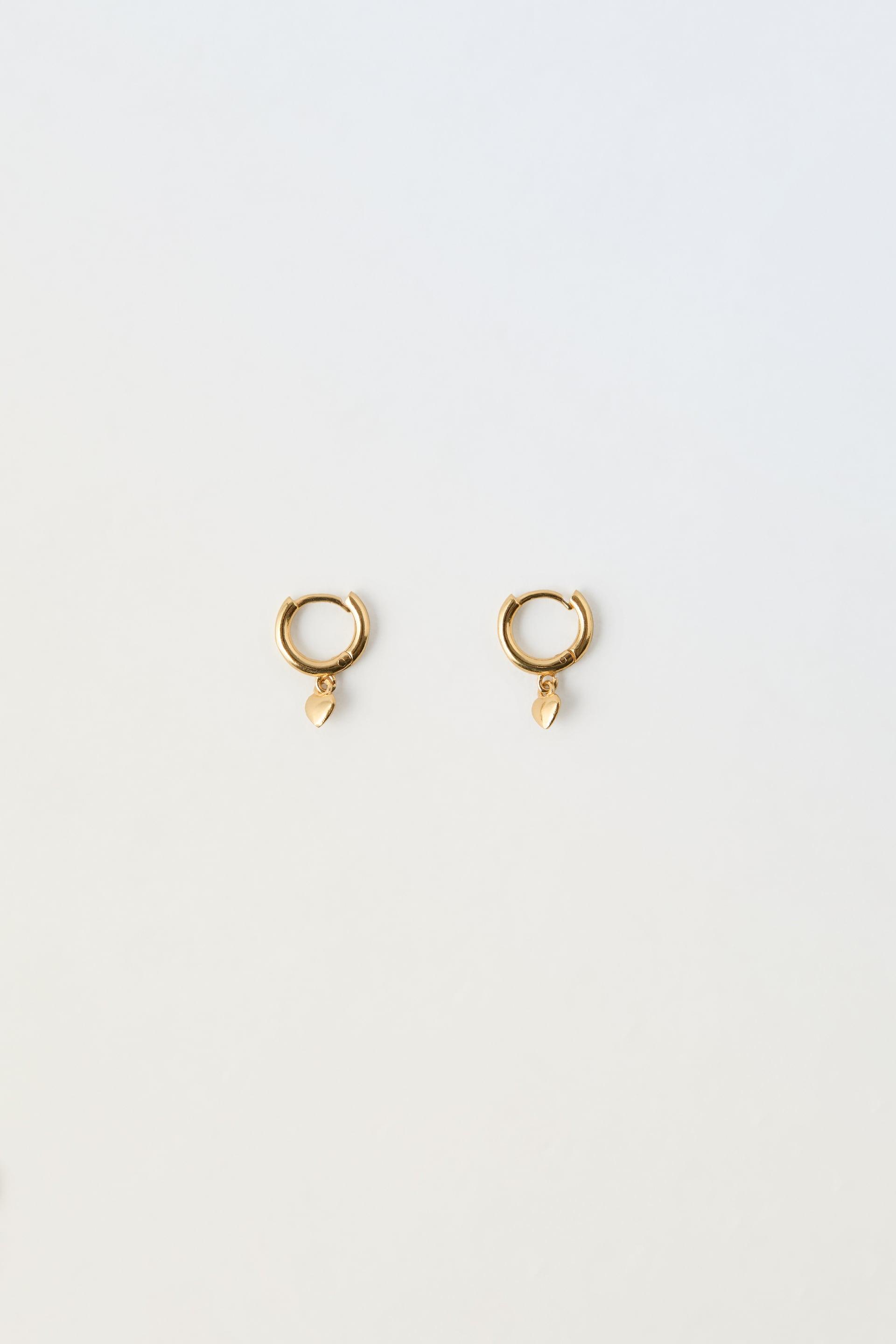 HEART HOOP EARRINGS PLATED IN 24K GOLD by ZARA