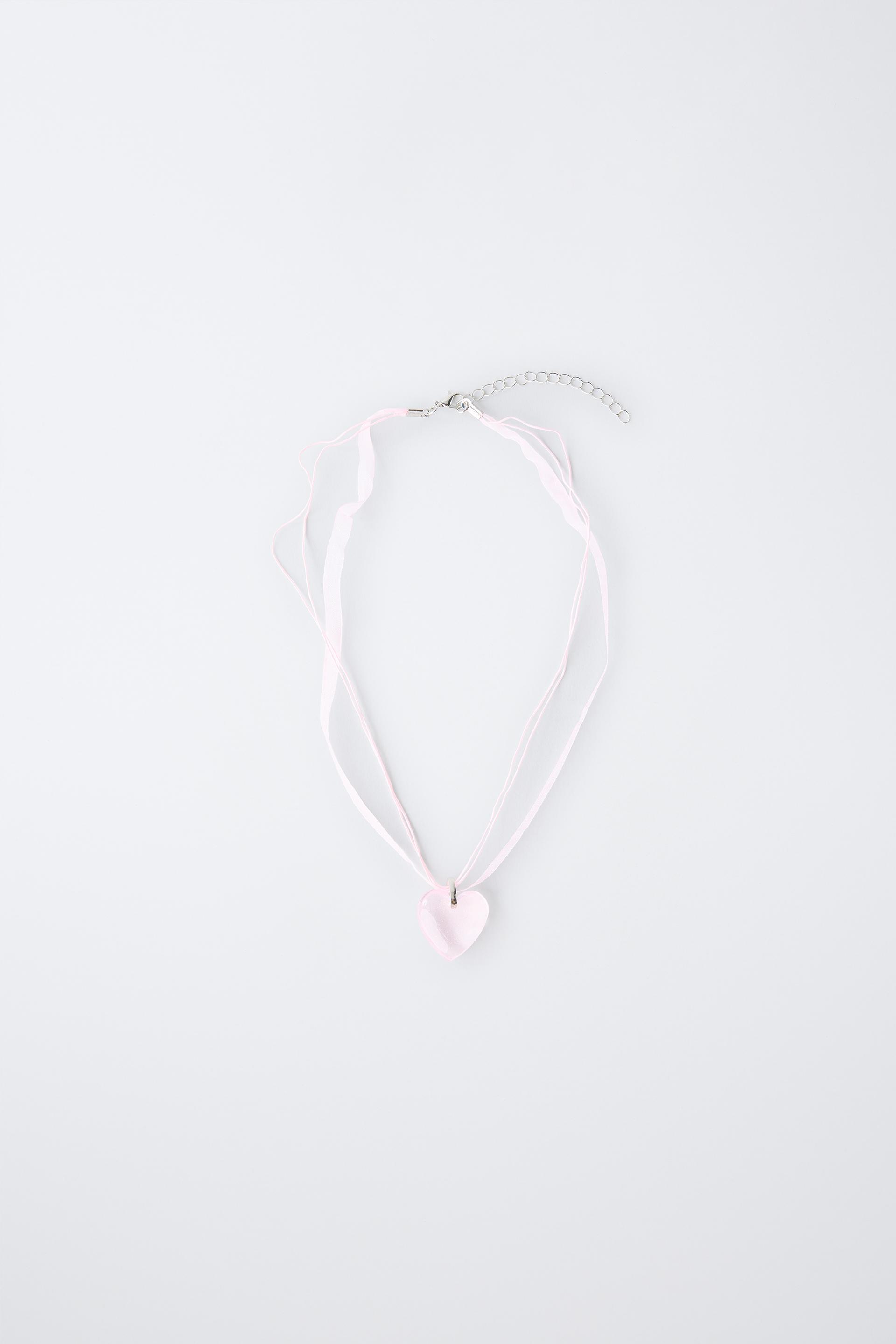 HEART ORGANZA CORD NECKLACE by ZARA