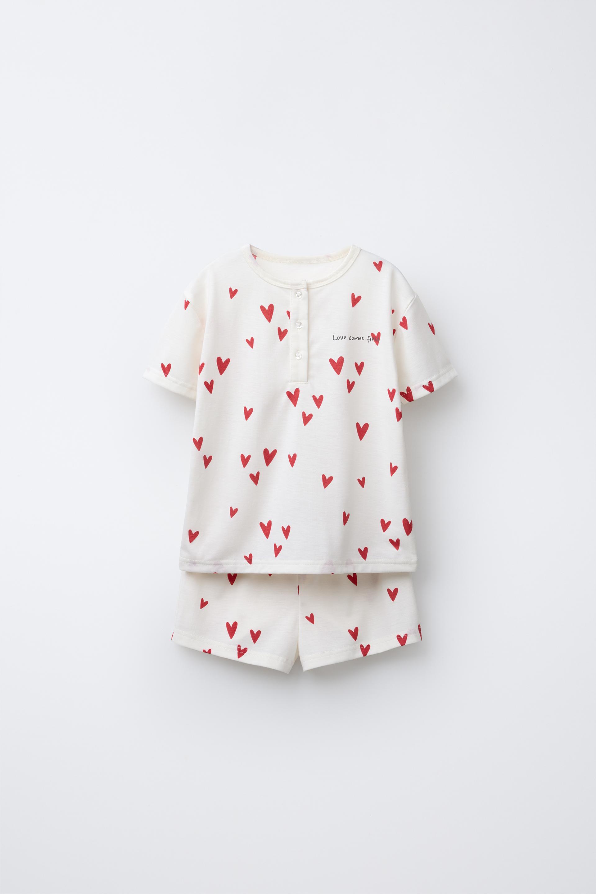 HEART PRINT T-SHIRT AND BERMUDA SHORTS PAJAMAS by ZARA
