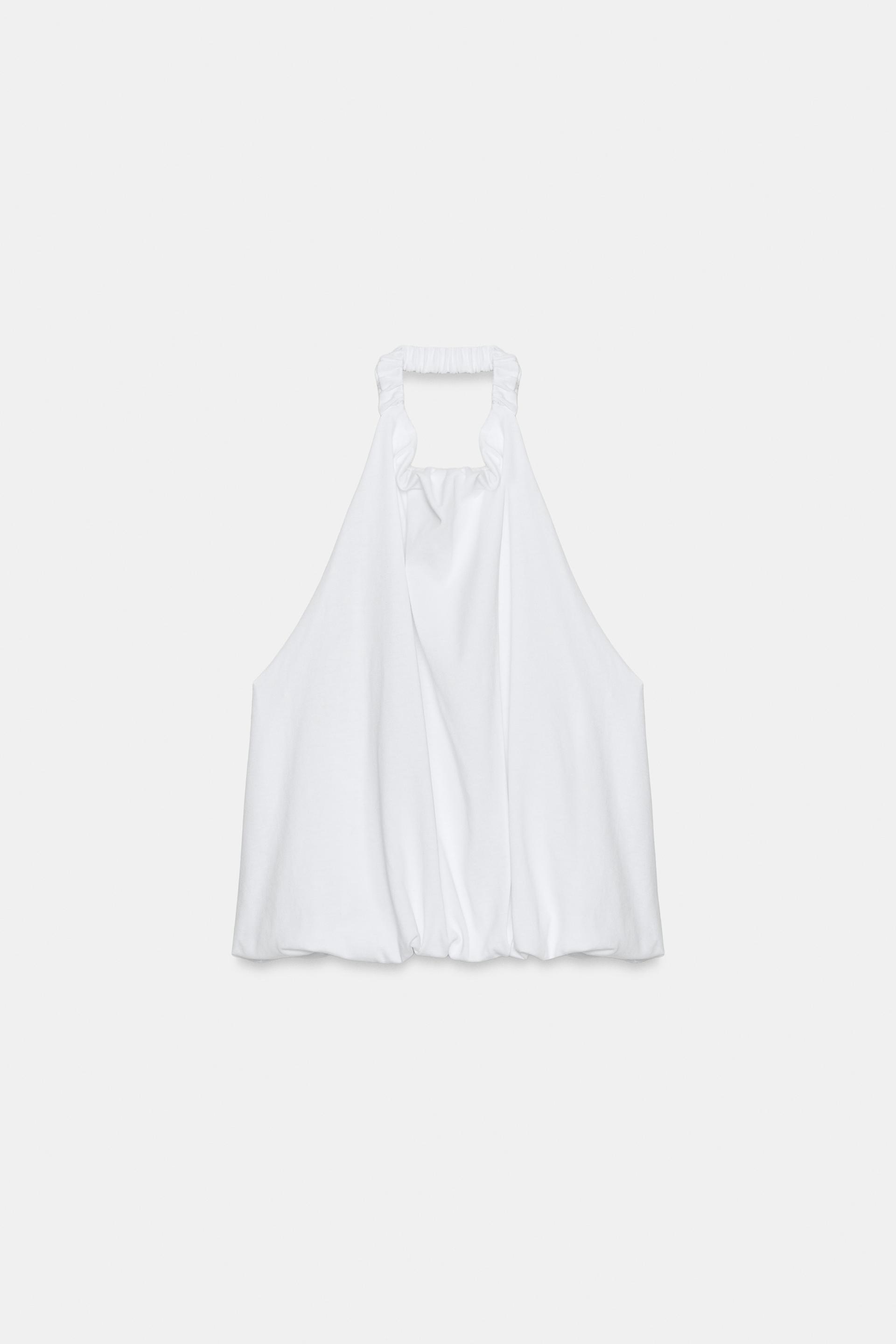 HEAVY COTTON BALLOON HALTER TOP by ZARA