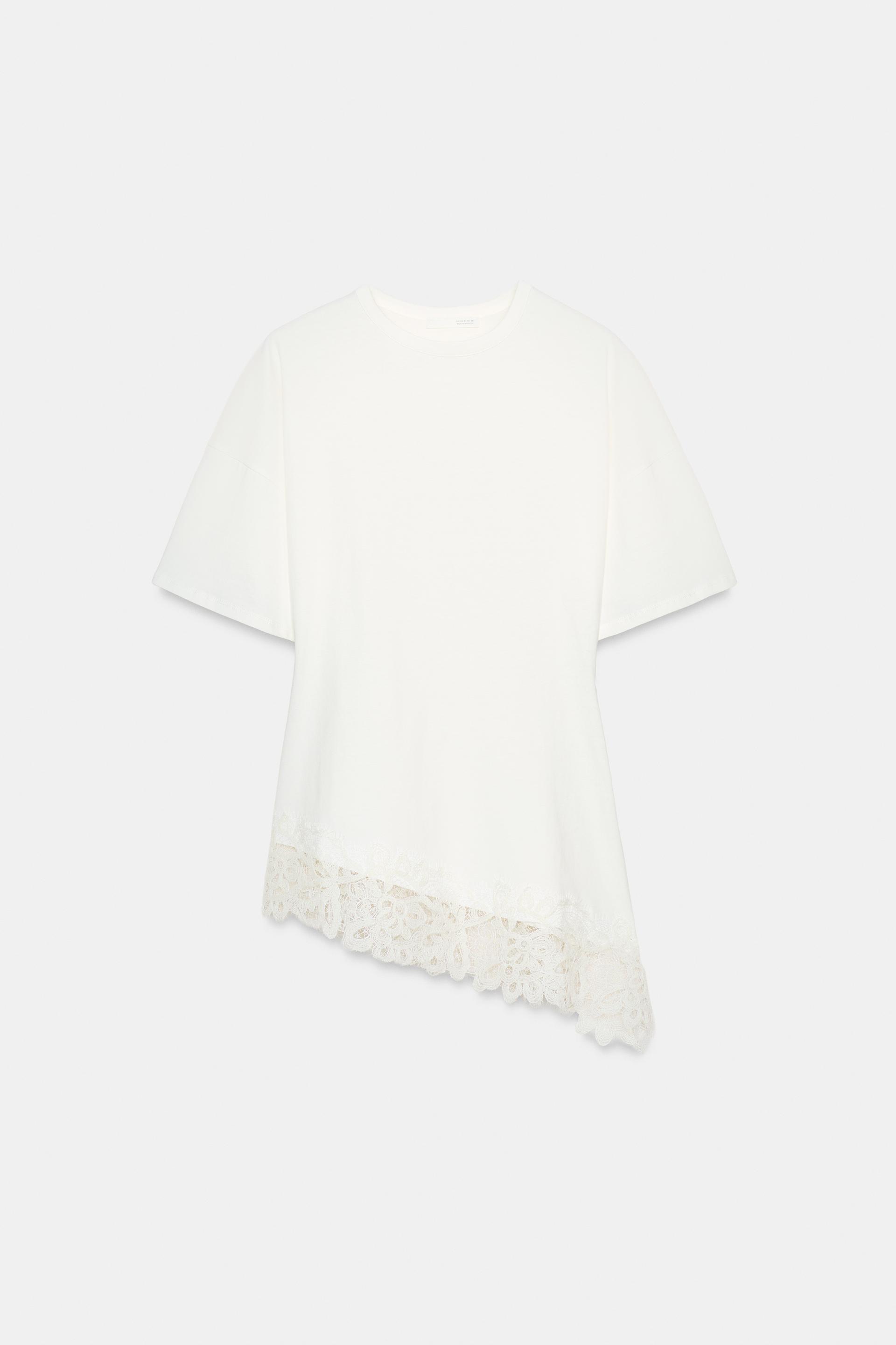 HEAVY COTTON LACE T-SHIRT by ZARA