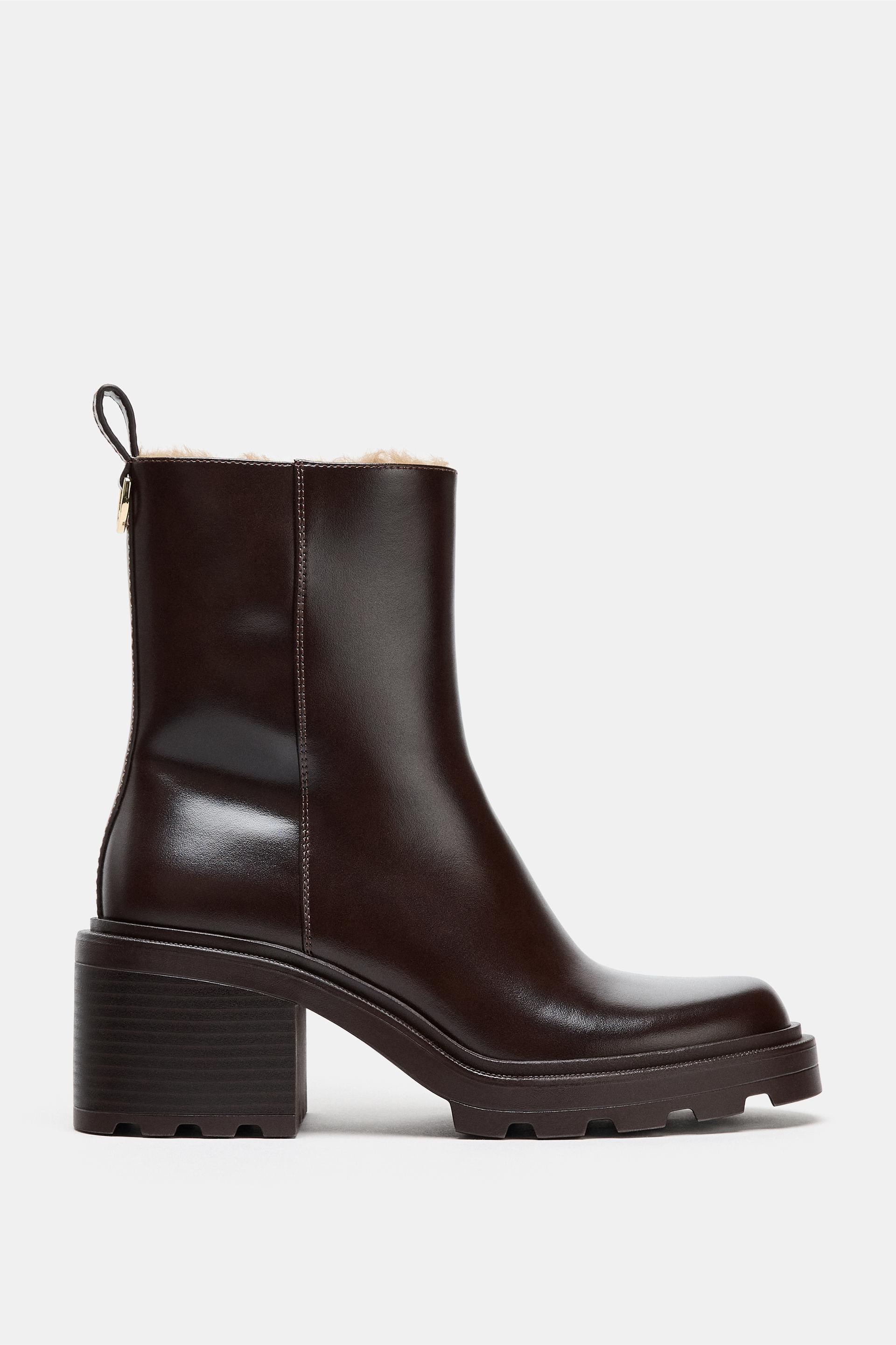 HEELED ANKLE BOOTS WITH FAUX FUR INTERIOR by ZARA
