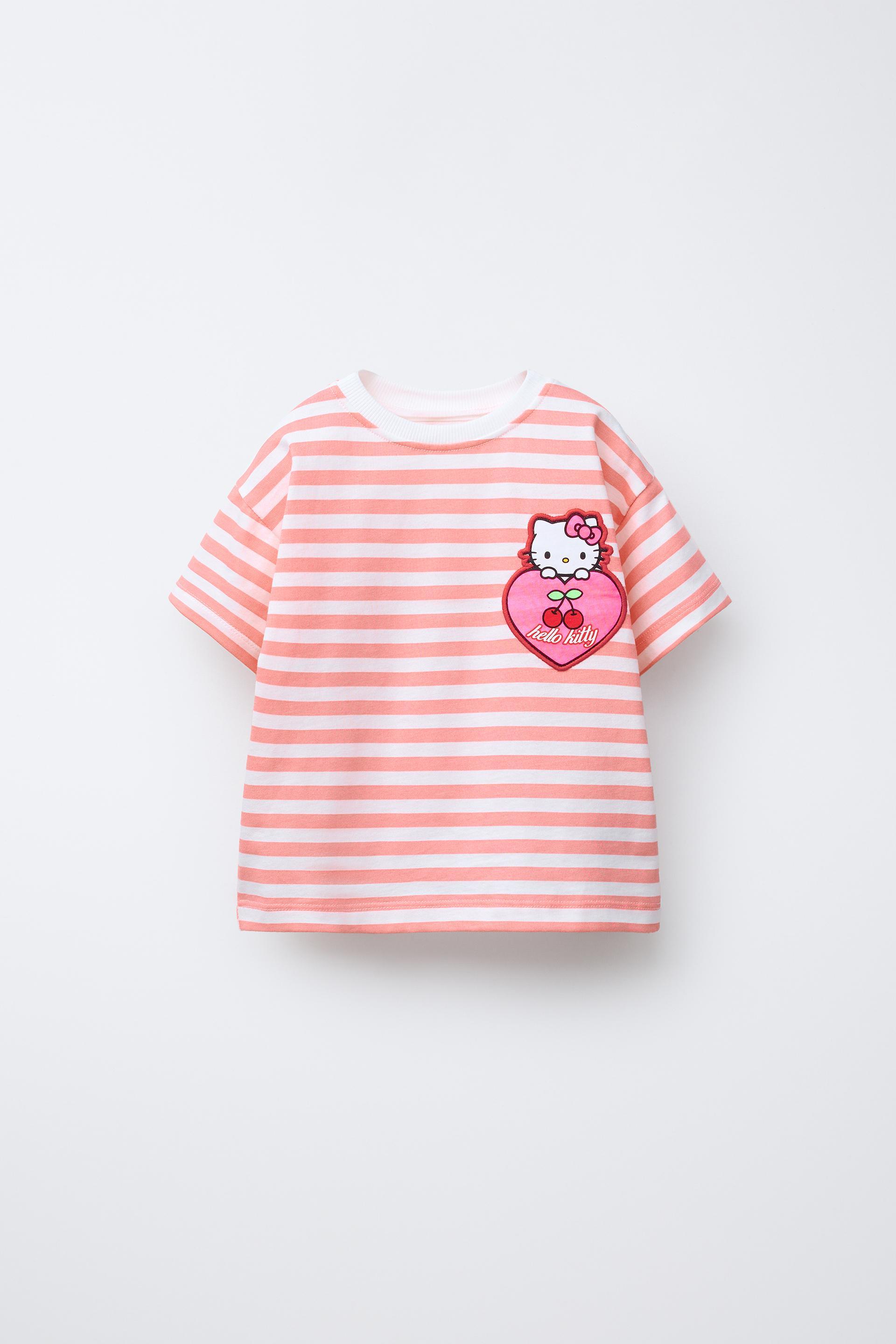 HELLO KITTY © SANRIO STRIPED PRINT PATCH T-SHIRT by ZARA