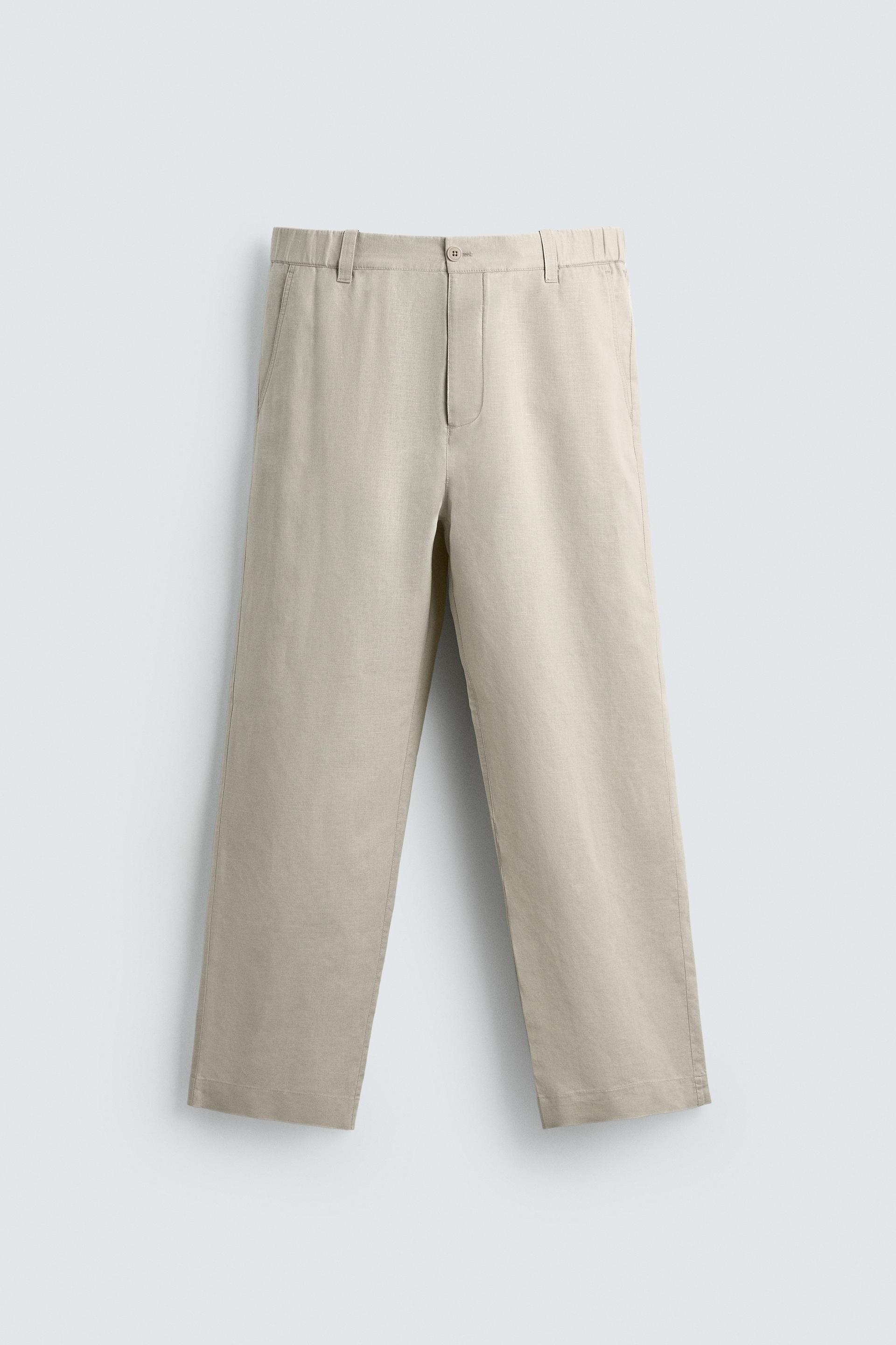 HEMP - COTTON STRAIGHT FIT PANTS by ZARA
