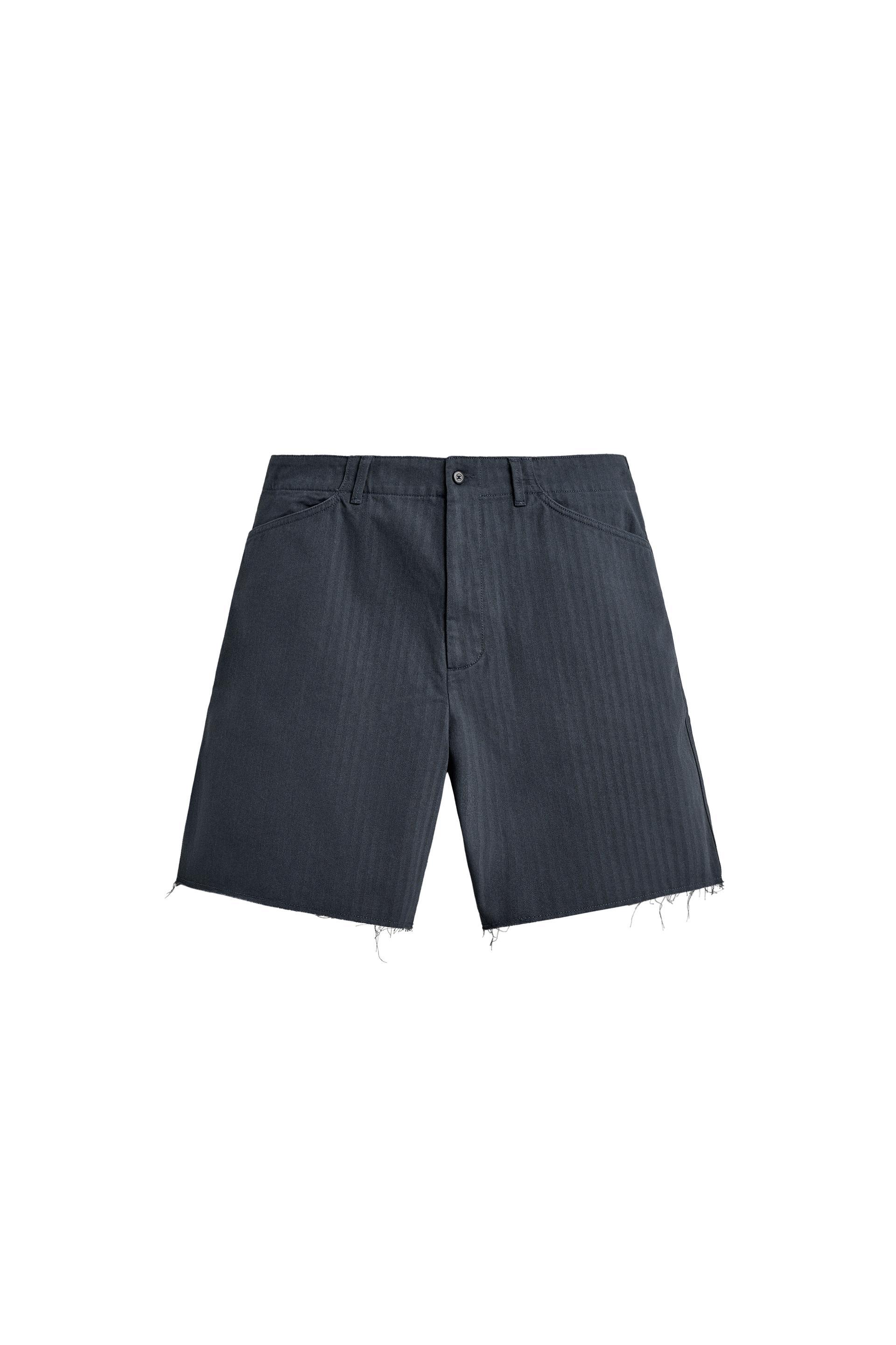 HERRINGBONE TEXTURED COTTON SHORTS by ZARA