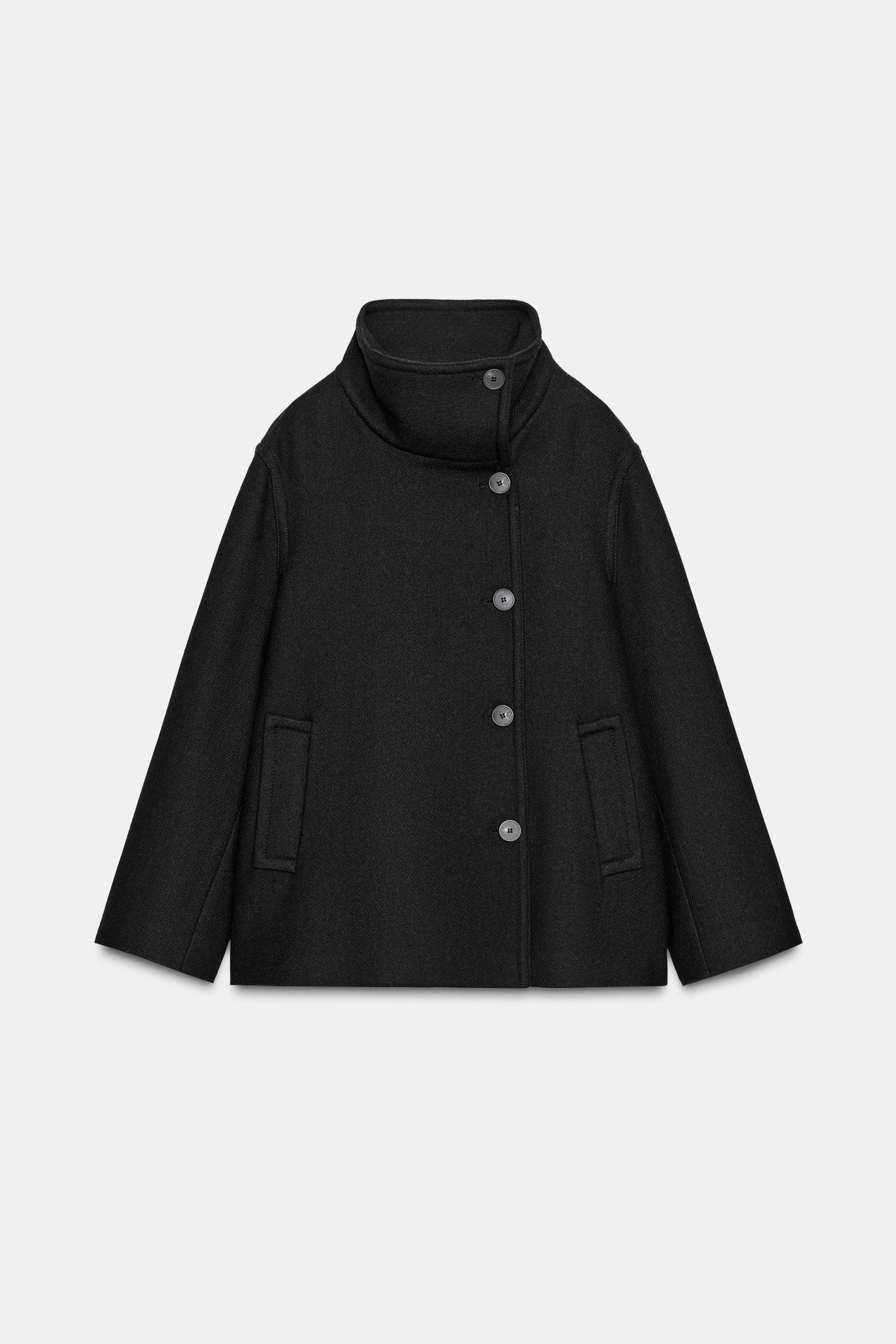 HIGH NECK WOOL BLEND SHORT COAT by ZARA