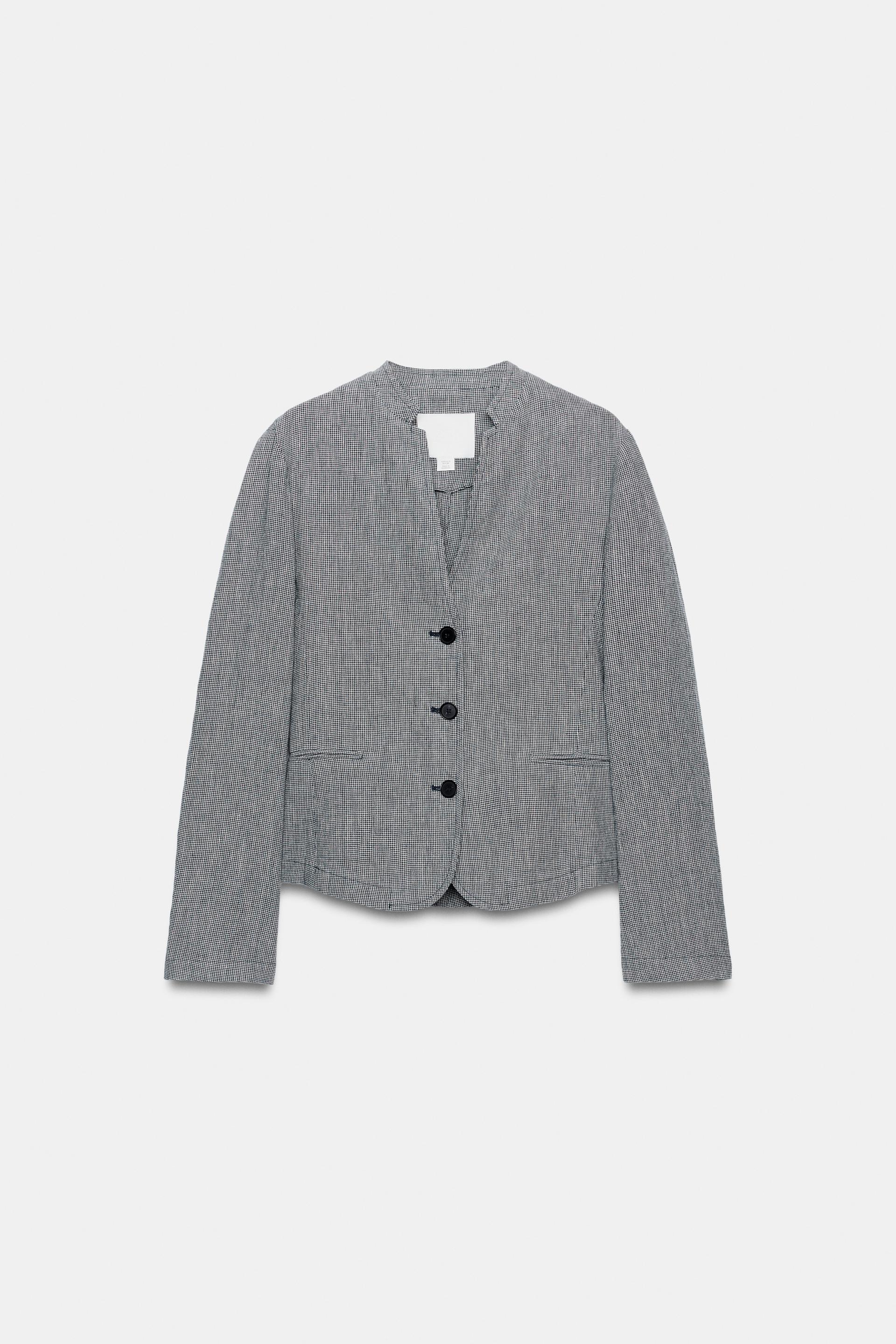 HOUNDSTOOTH LINEN BLEND BLAZER ZW COLLECTION by ZARA