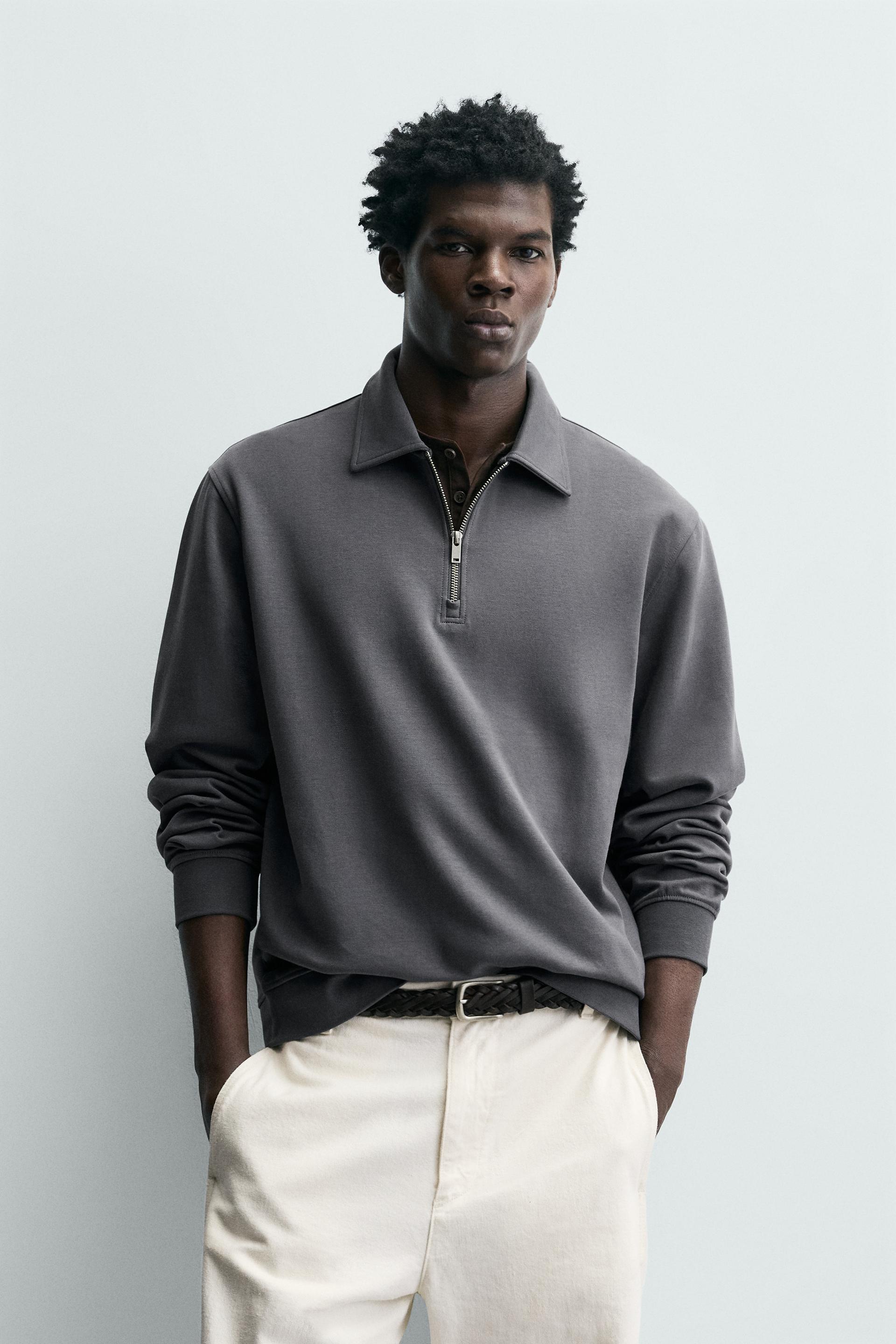 INTERLOCK ZIP POLO SWEAT-SHIRT by ZARA