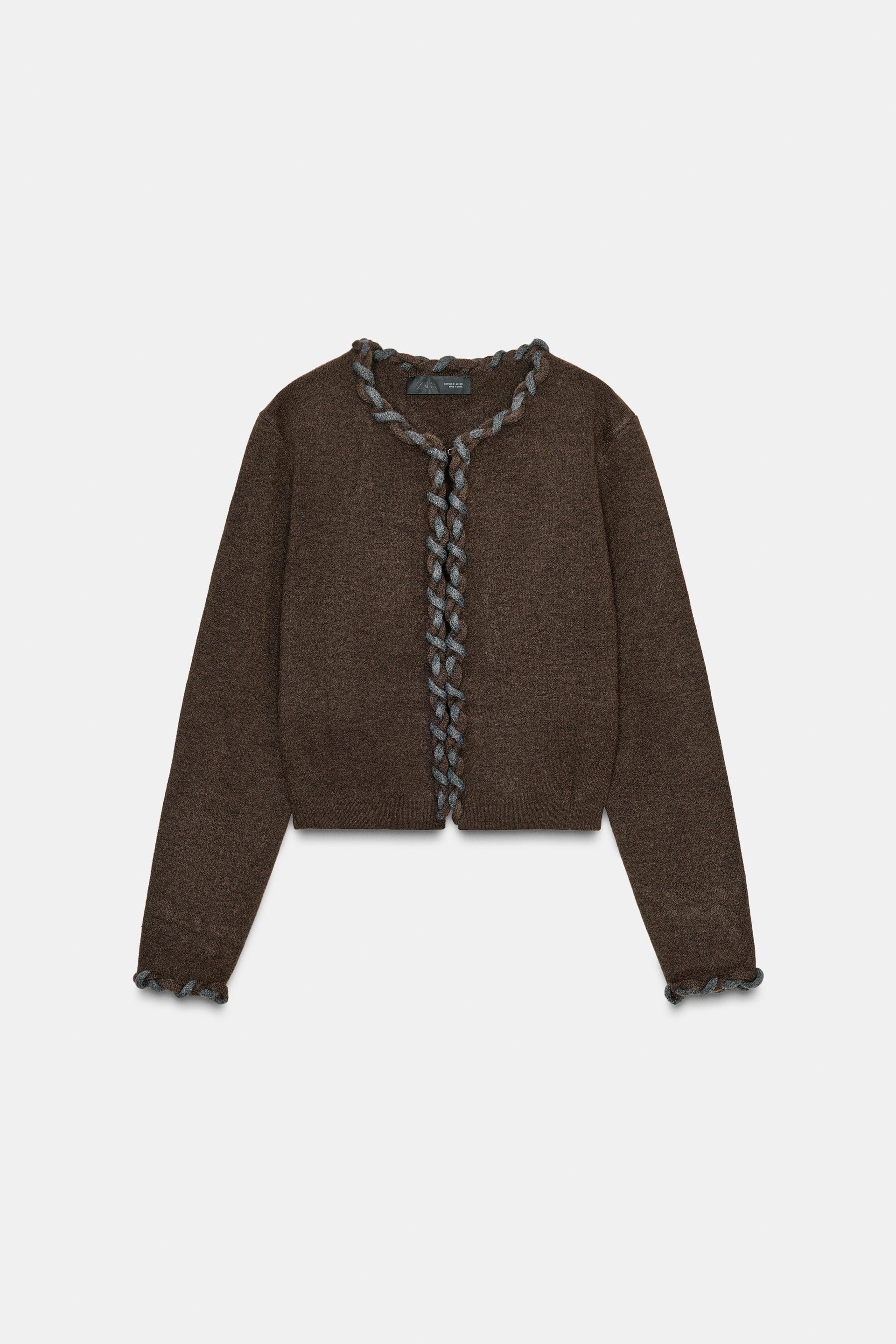 INTERWOVEN TRIM CARDIGAN by ZARA