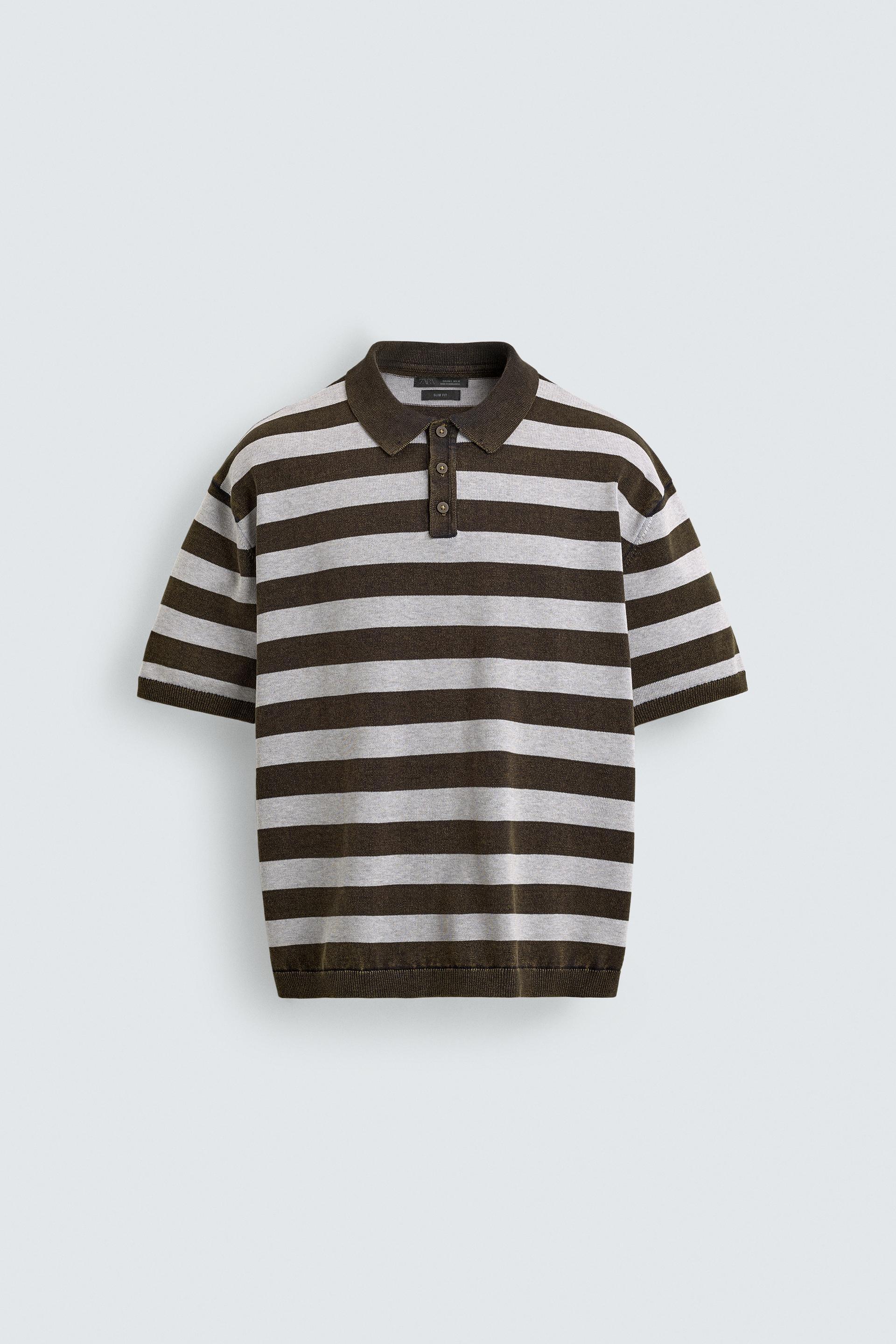 JACQUARD STRIPED KNIT POLO SHIRT by ZARA