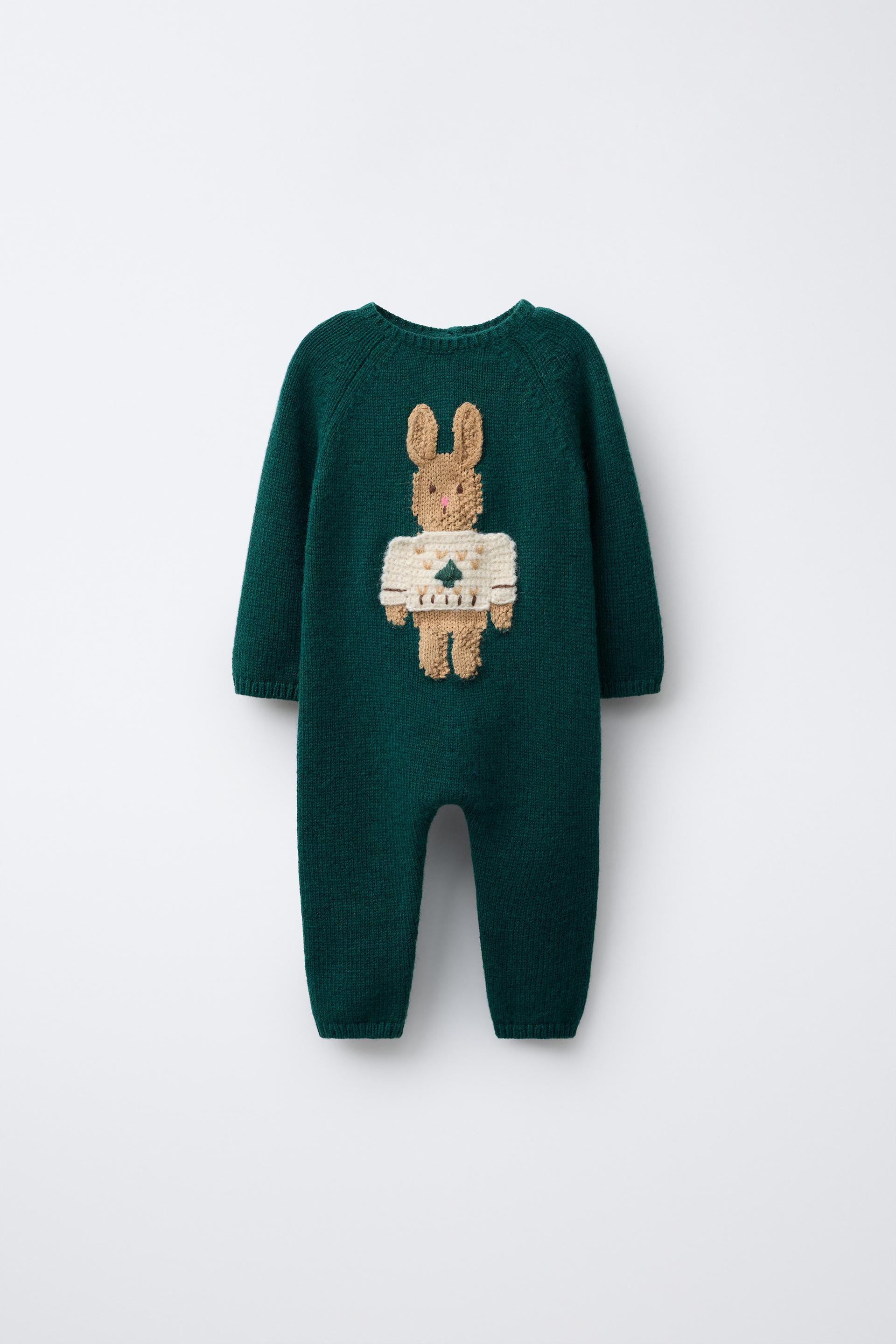 KNIT JUMPSUIT WITH EMBROIDERED BUNNY by ZARA