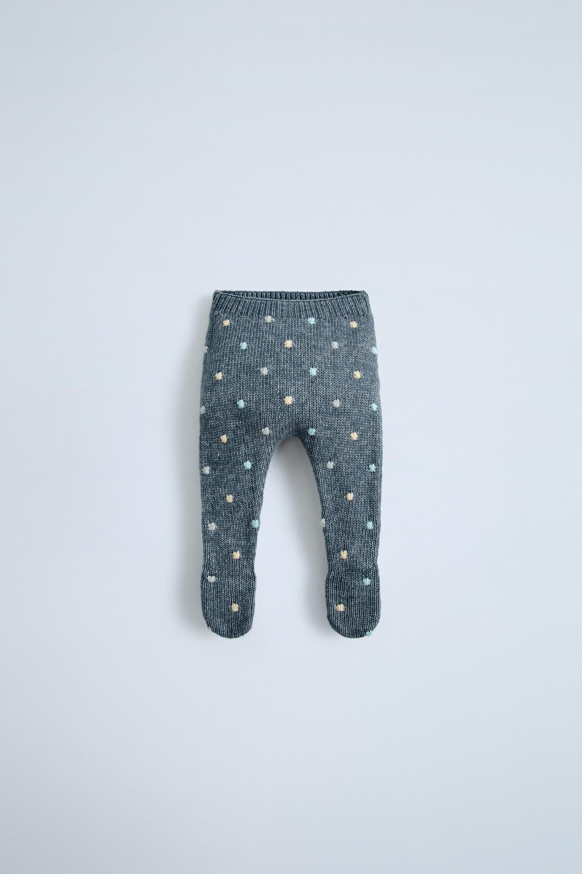 KNIT POLKA DOT FOOTED LEGGINGS by ZARA