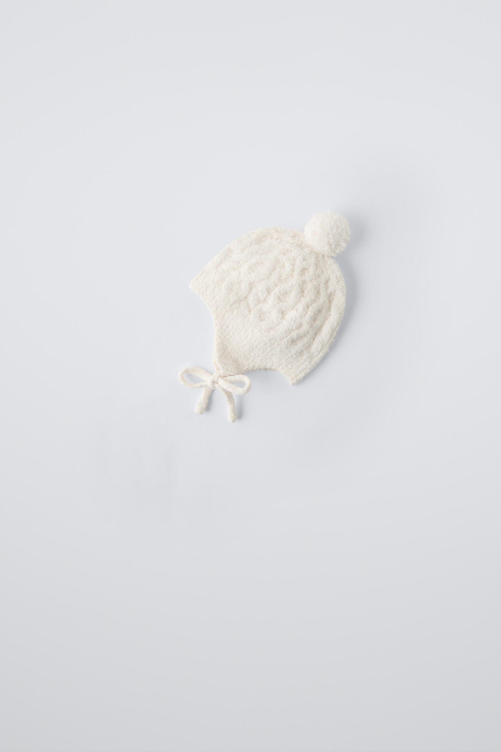 KNIT POMPOM BONNET by ZARA