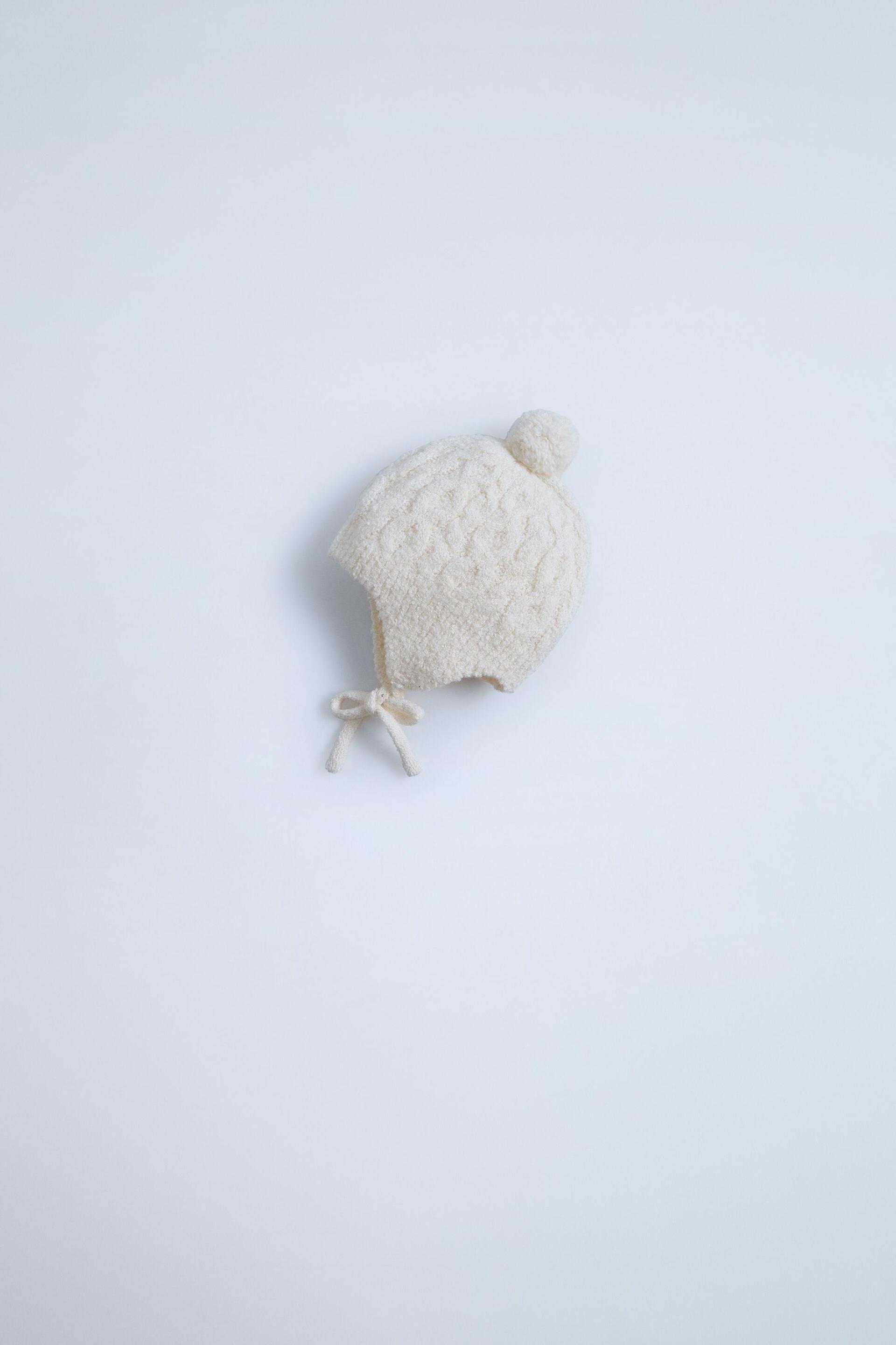 KNIT POMPOM BONNET by ZARA