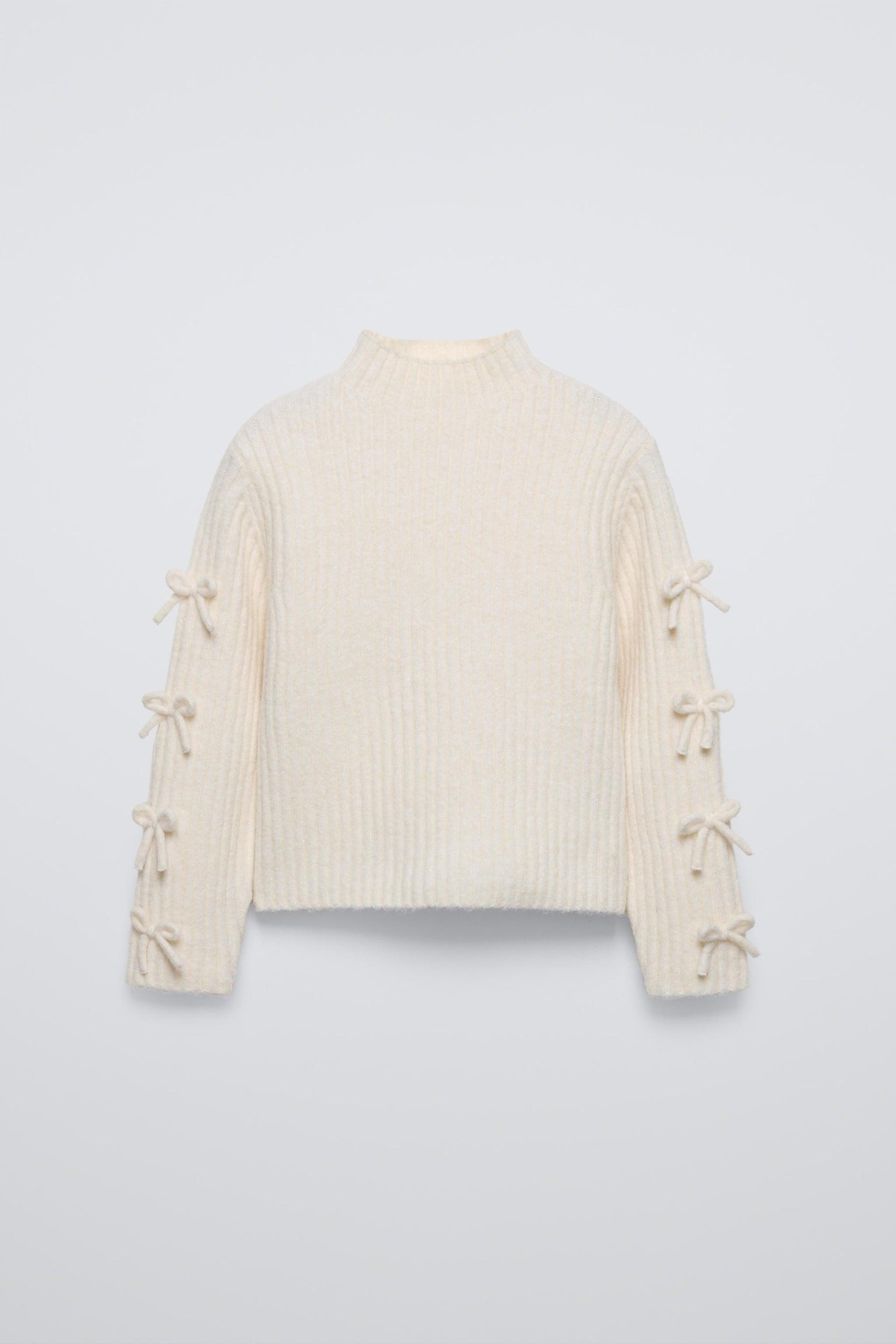 KNIT SWEATER WITH BOWS by ZARA