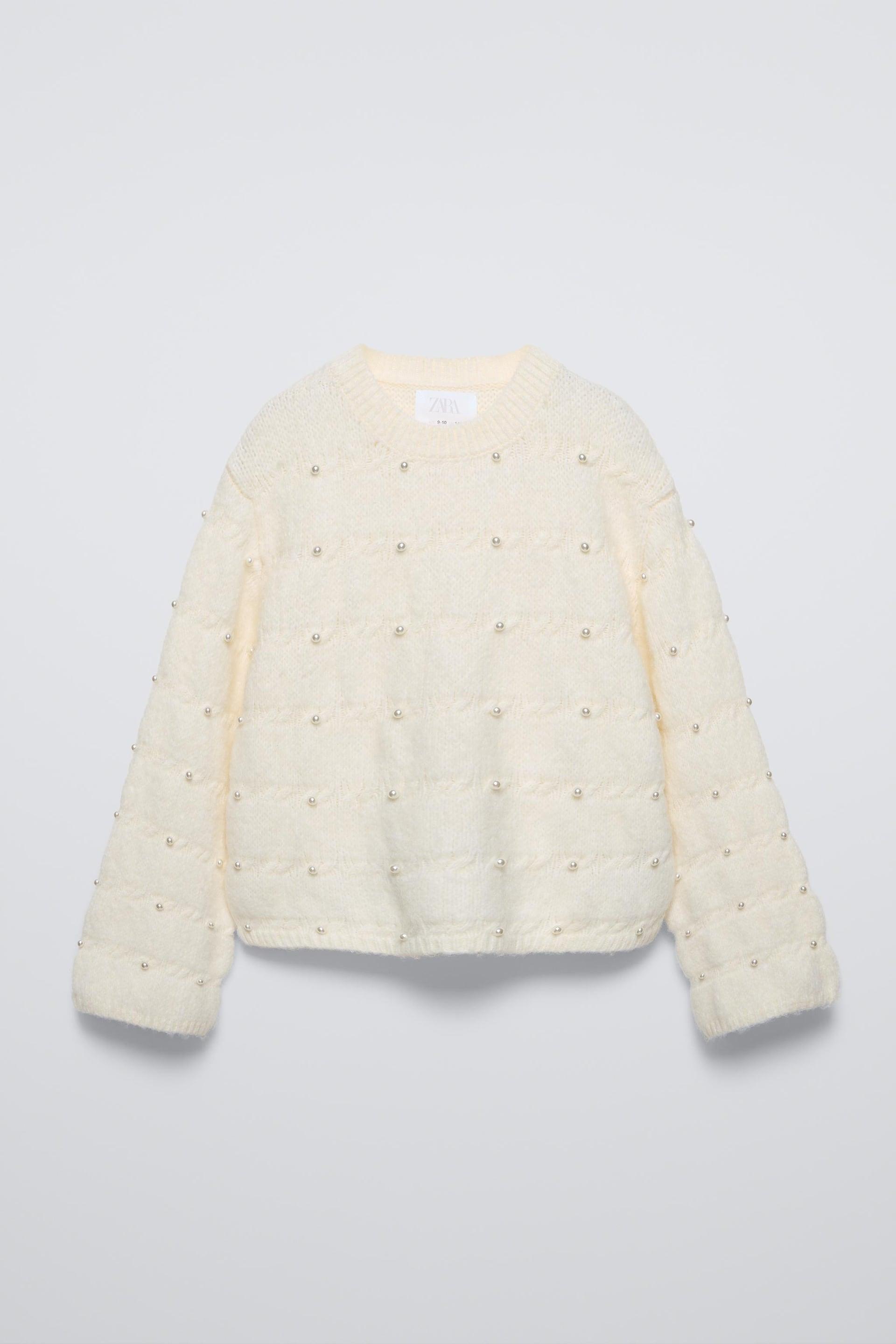 KNIT SWEATER WITH PEARLS by ZARA