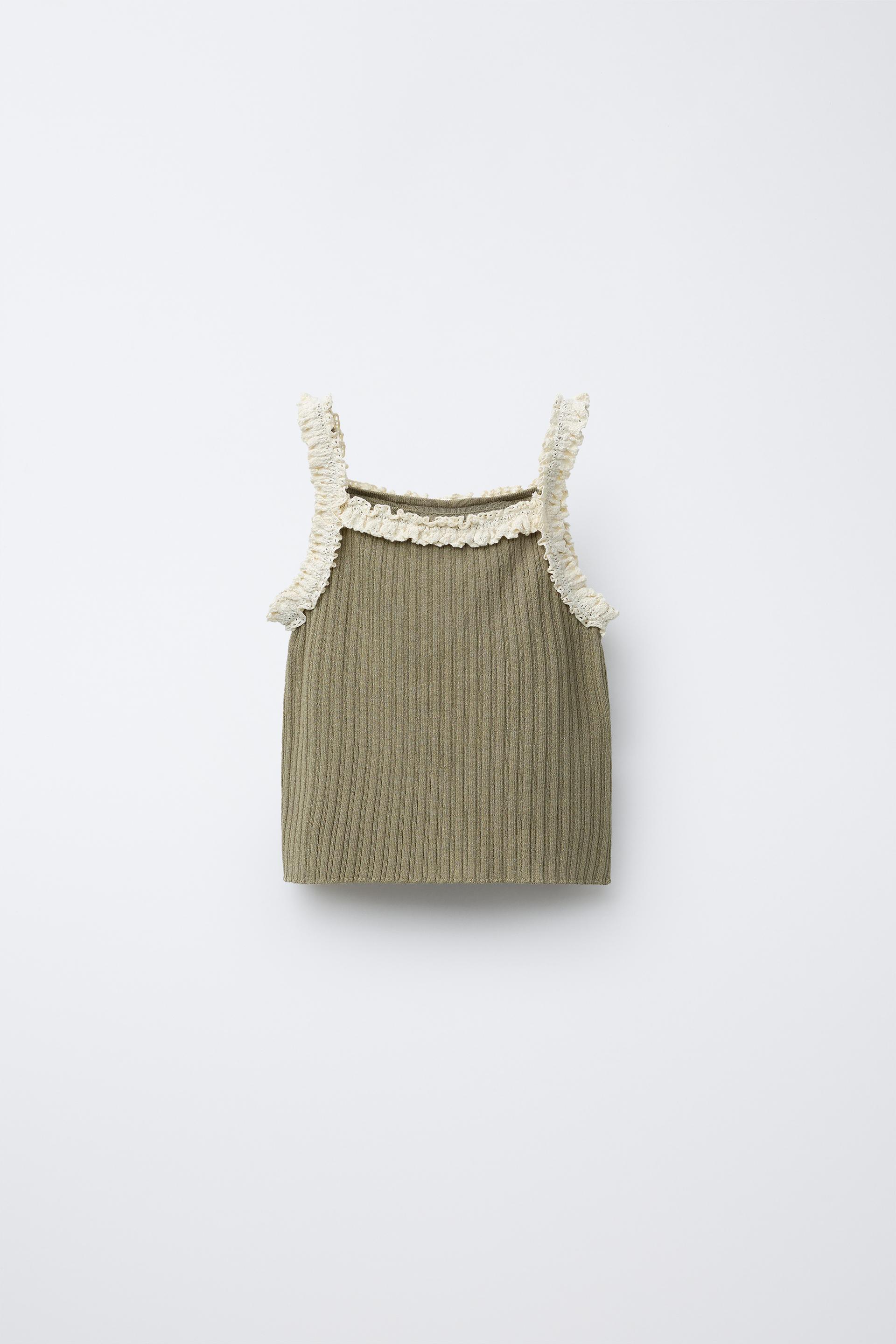 KNIT TOP WITH LACE STRAPS by ZARA