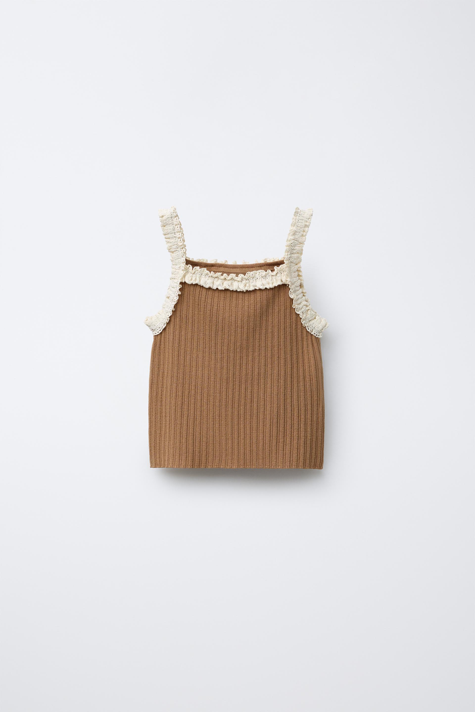 KNIT TOP WITH LACE STRAPS by ZARA