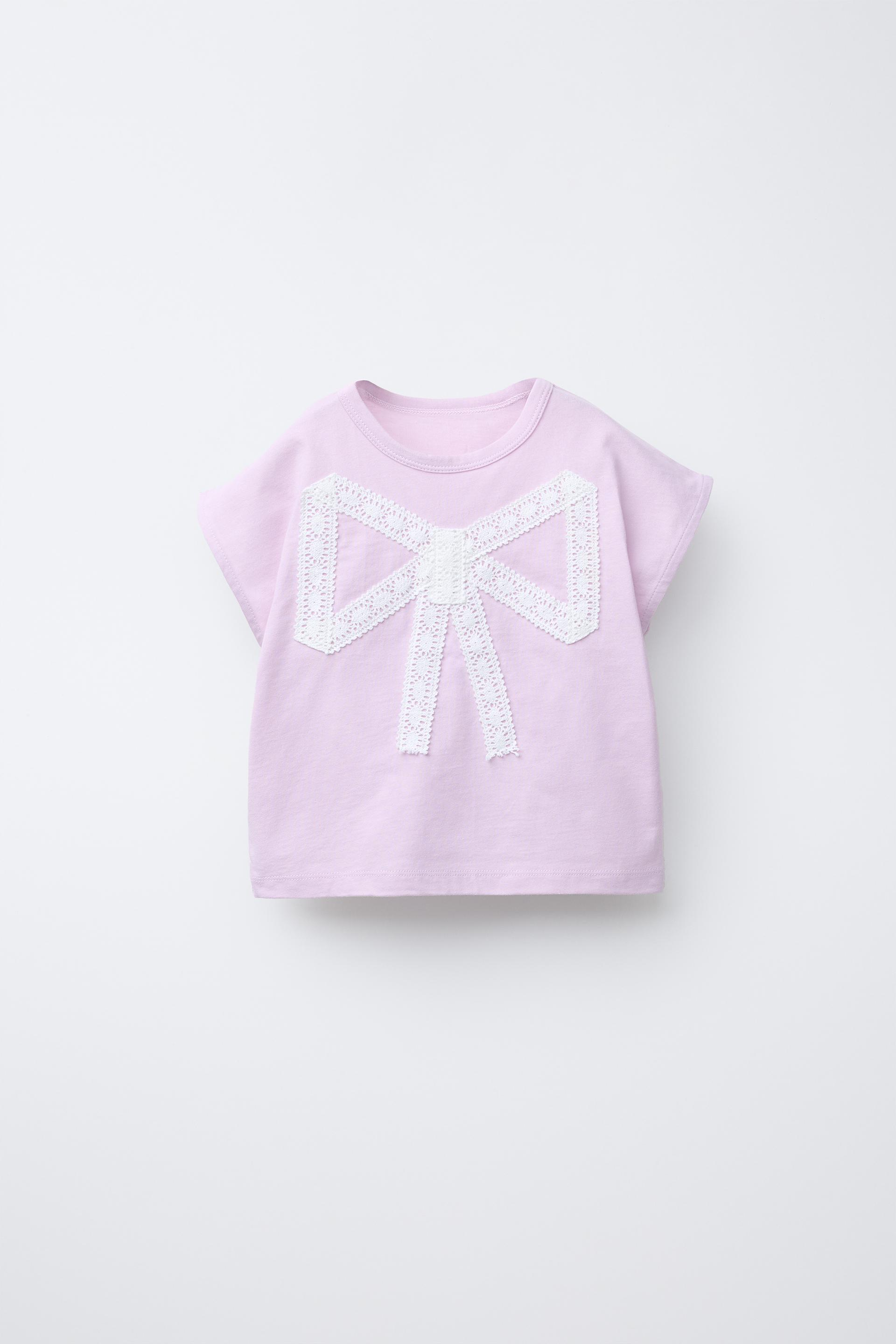 LACE BOW T-SHIRT by ZARA