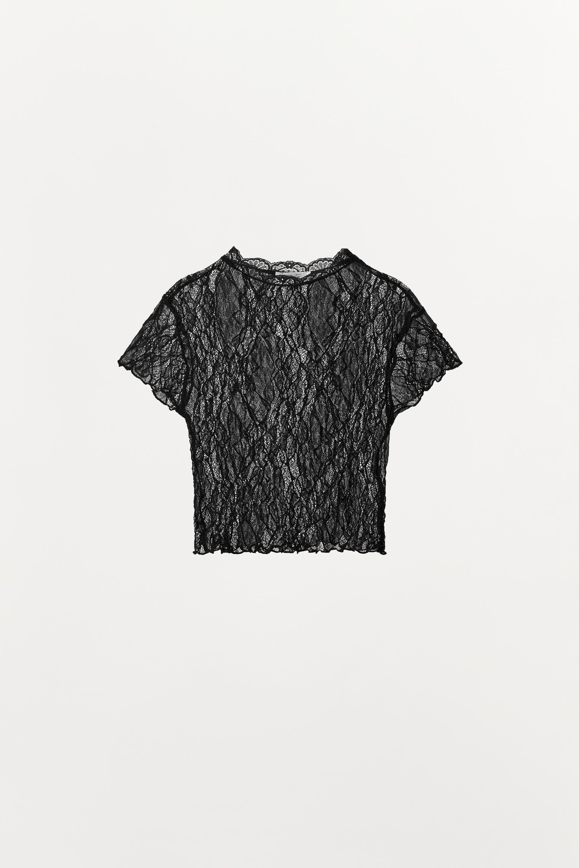 LACE CROP TOP by ZARA