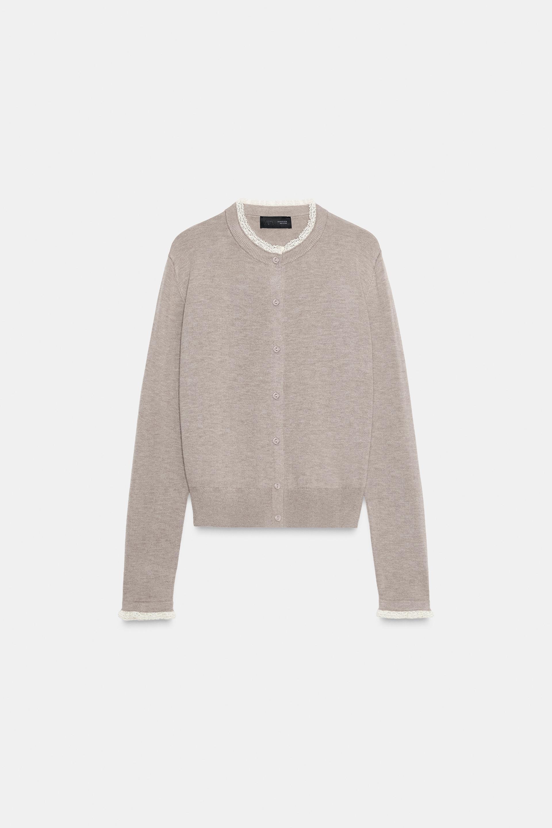 LACE TRIM KNIT CARDIGAN by ZARA