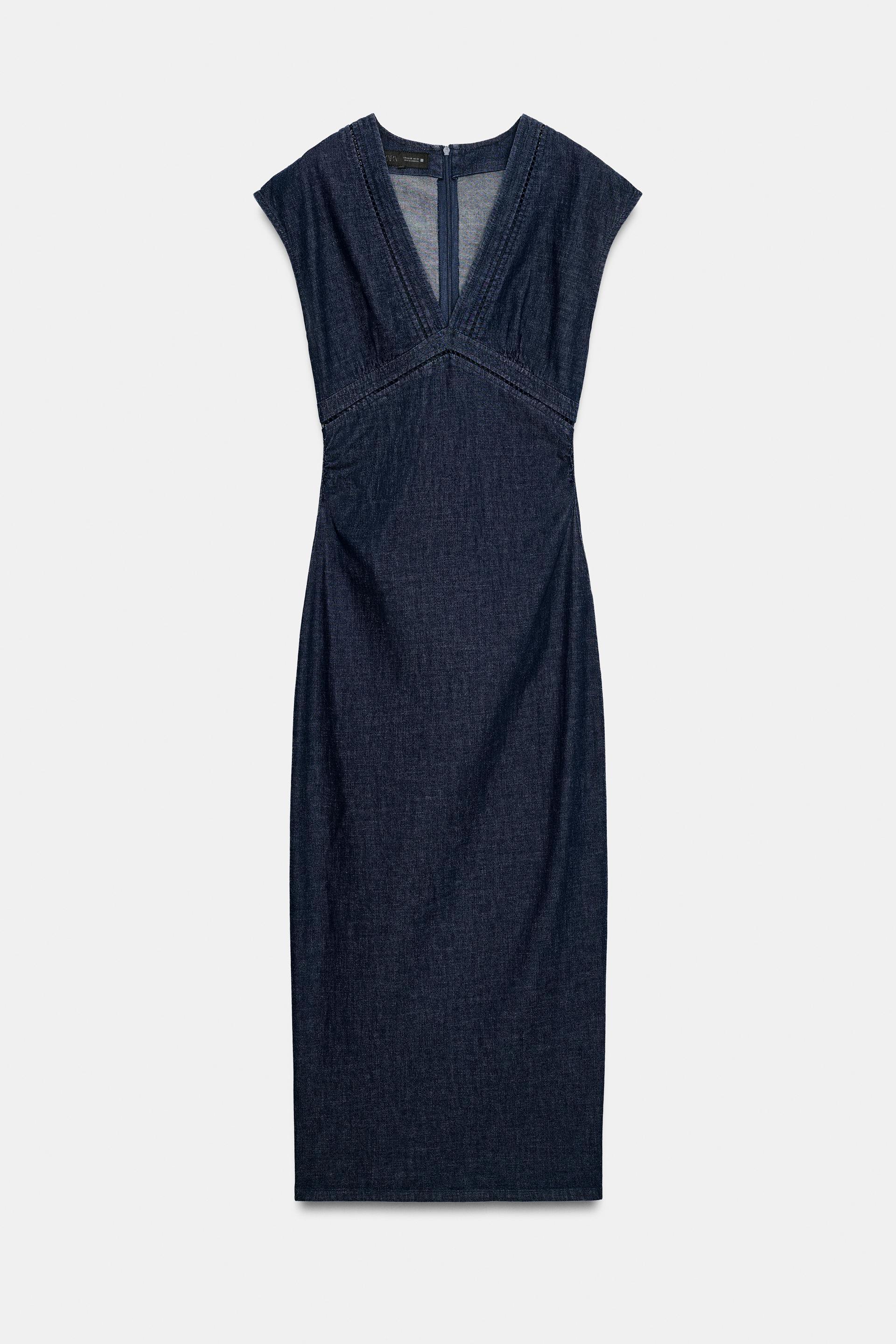 LACE TRIM MIDI DRESS by ZARA