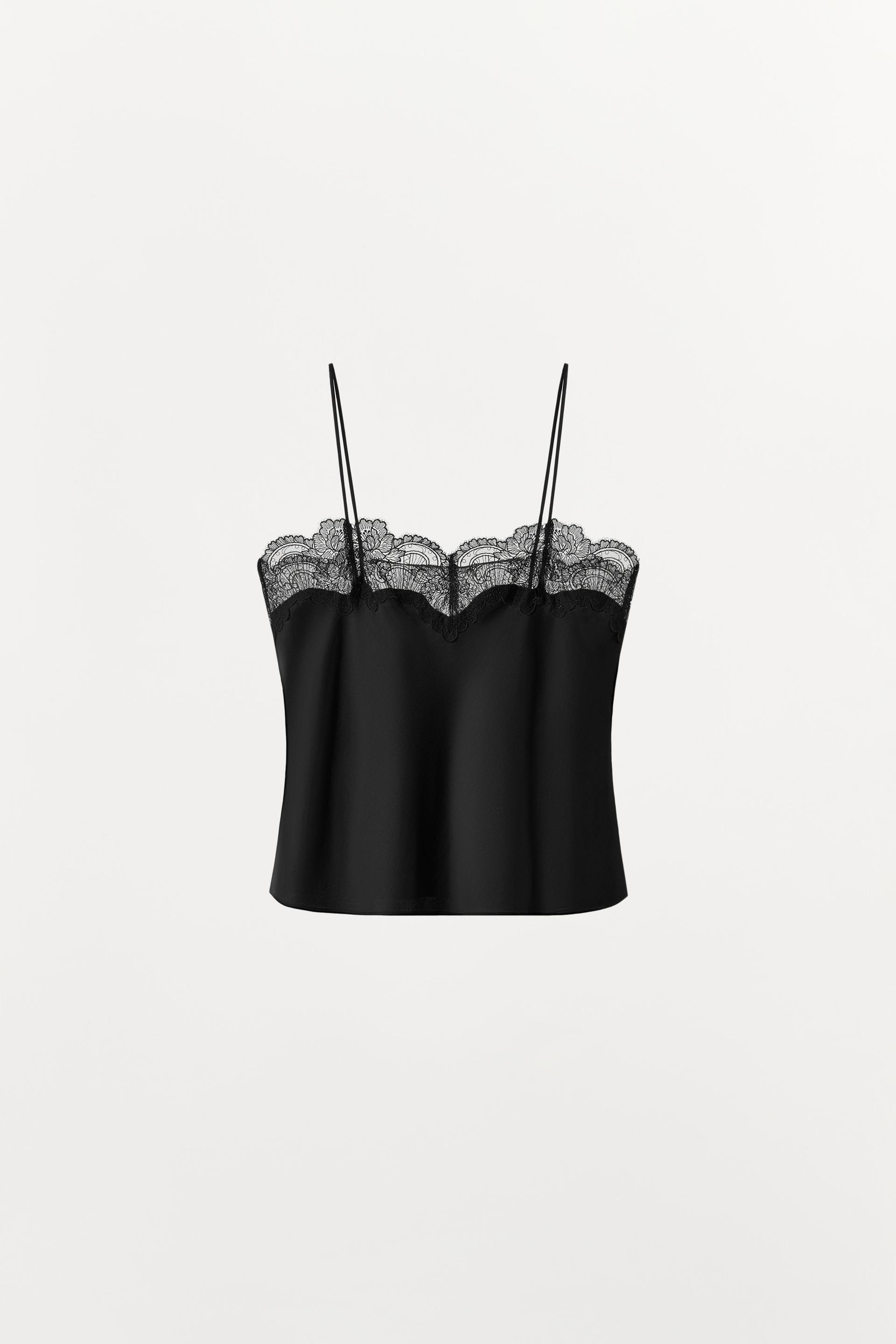 LACE TRIM SATIN CAMISOLE by ZARA