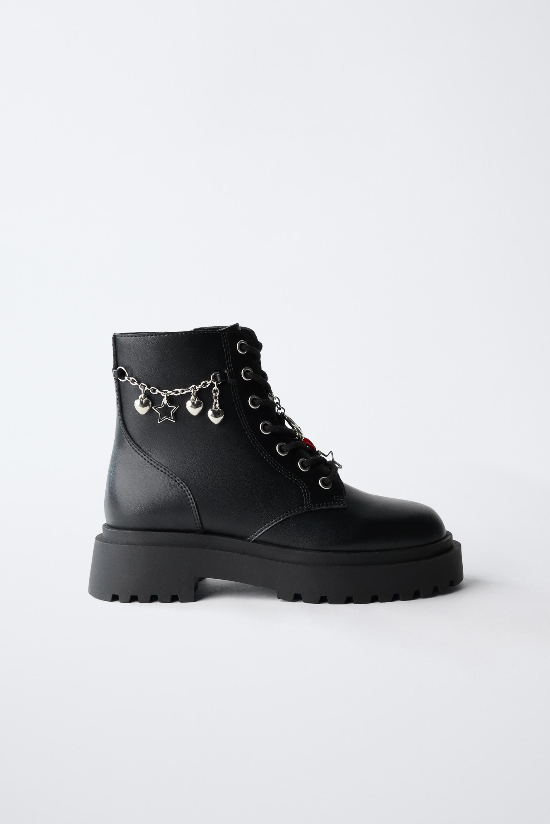 LACED ANKLE BOOTS WITH CHARMS by ZARA