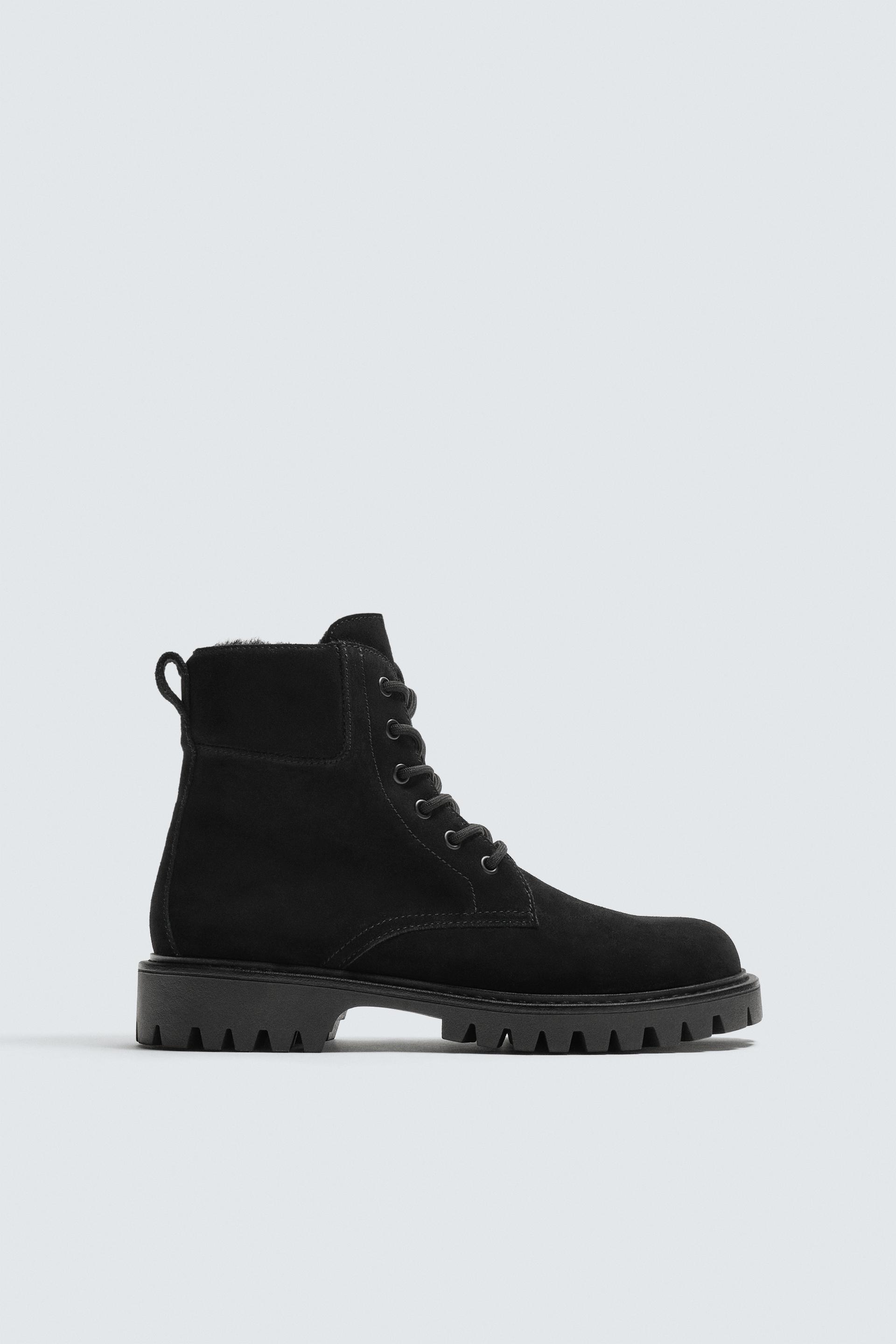 LACED LEATHER BOOTS by ZARA