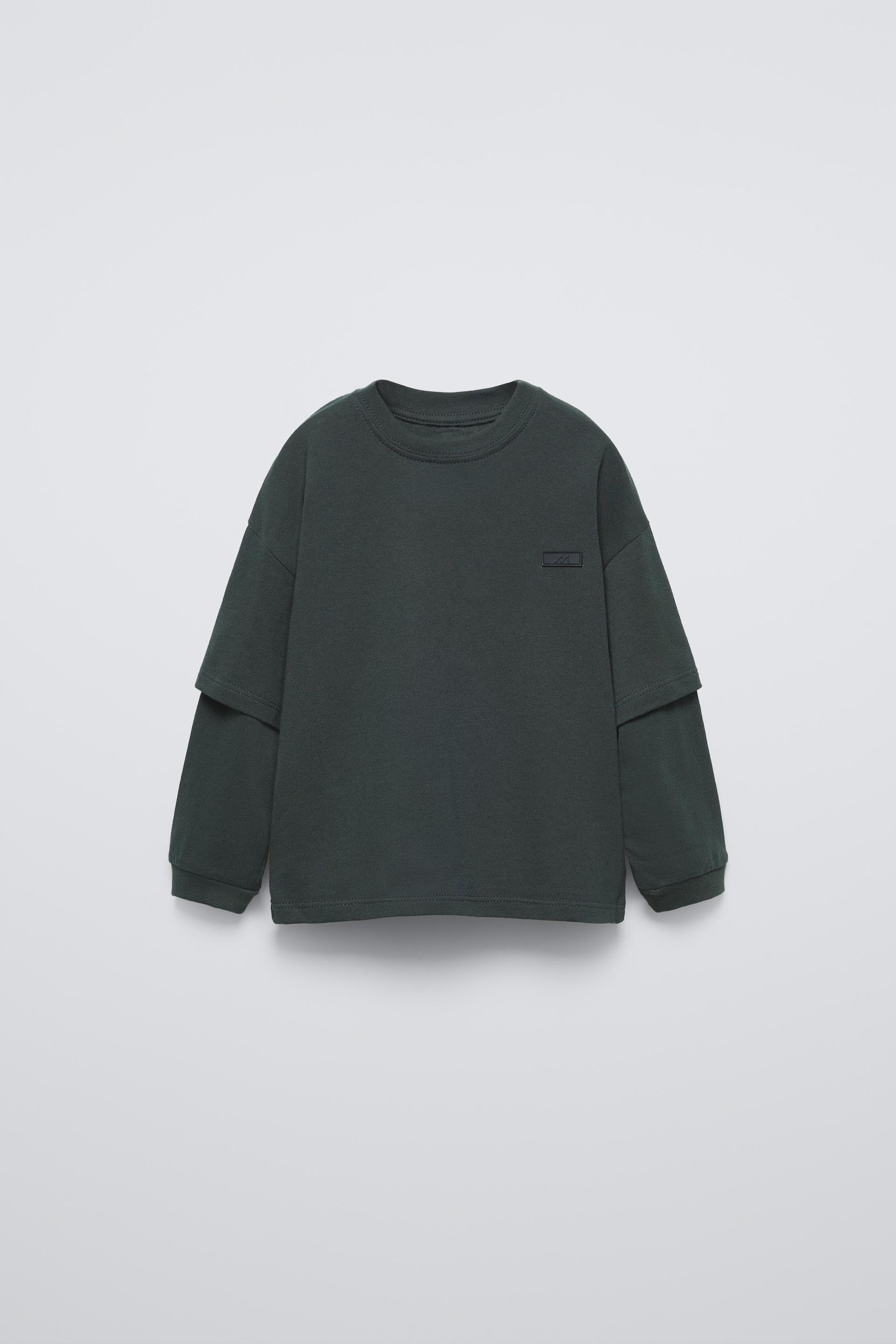 LAYERED SLEEVE LABEL T-SHIRT by ZARA