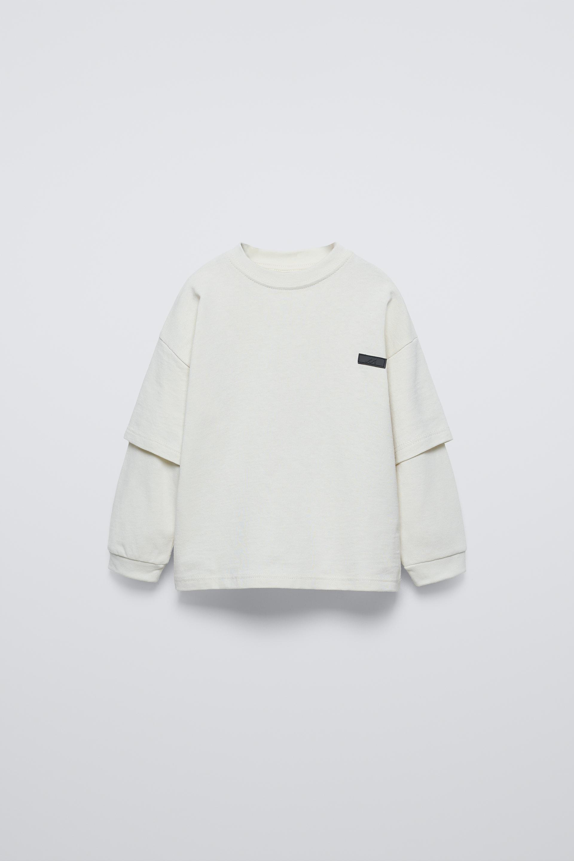 LAYERED SLEEVE LABEL T-SHIRT by ZARA