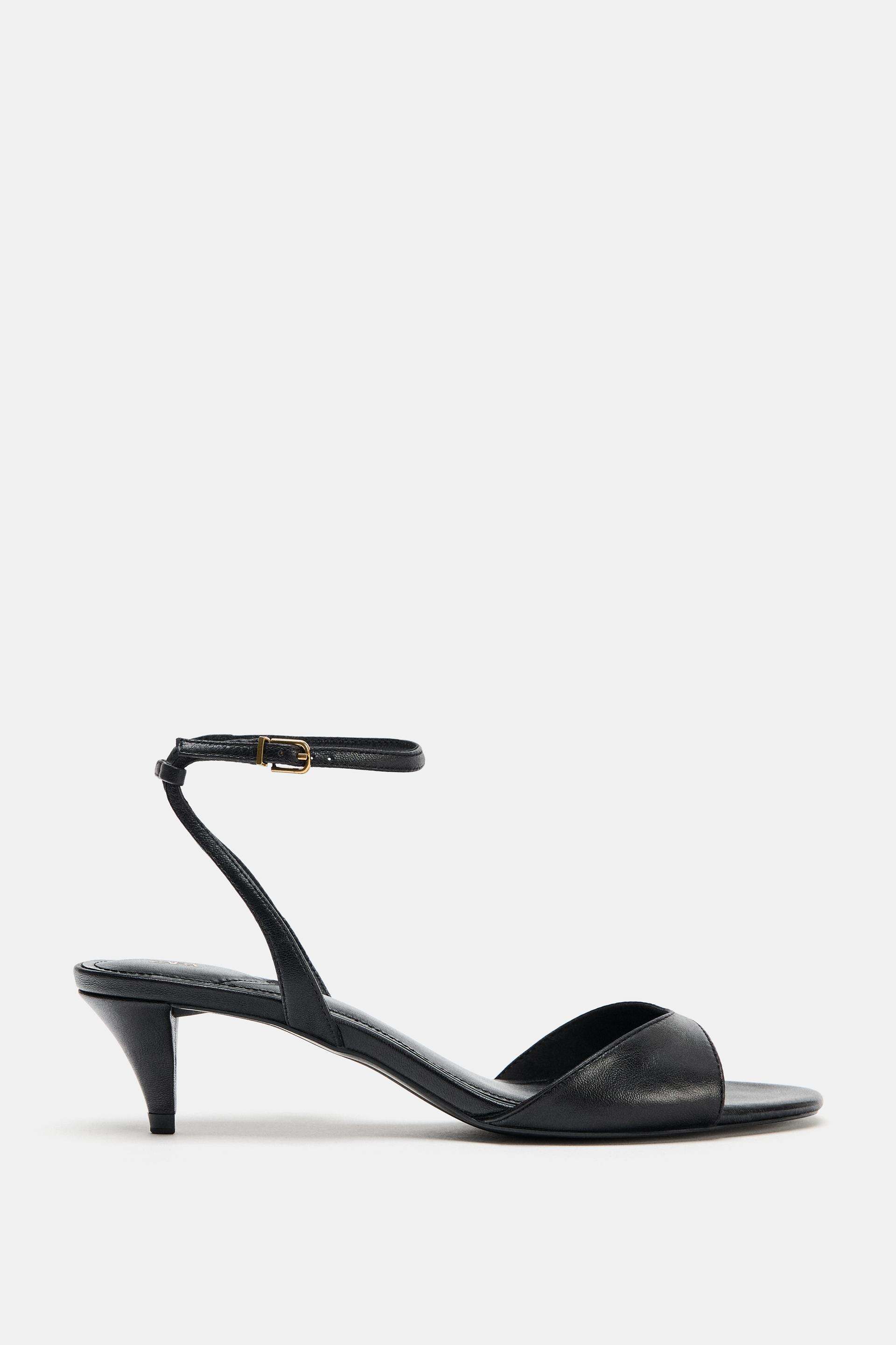 LEATHER ANKLE STRAP HEELED SANDALS by ZARA