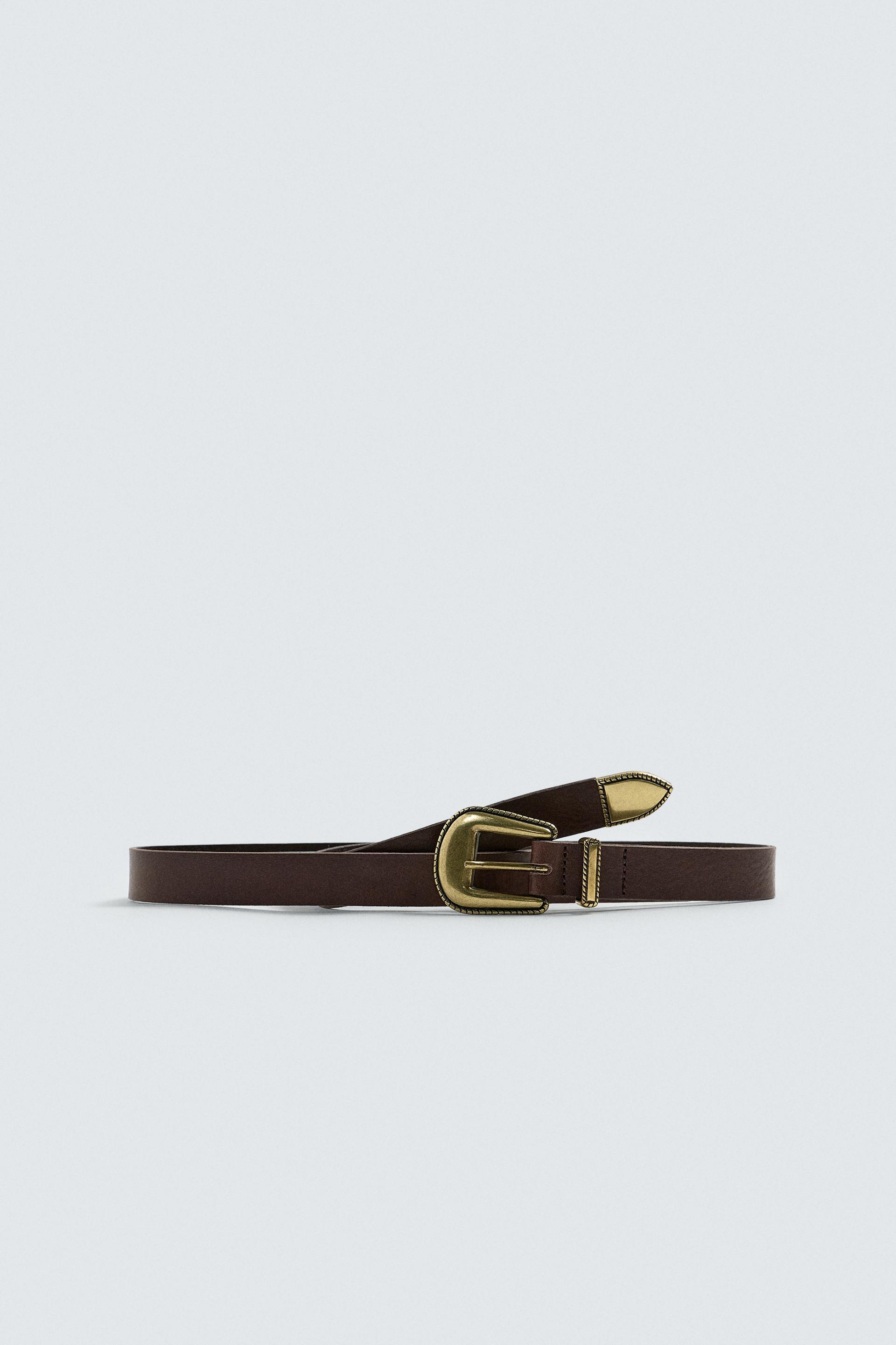 LEATHER BELT WITH METAL TIP by ZARA