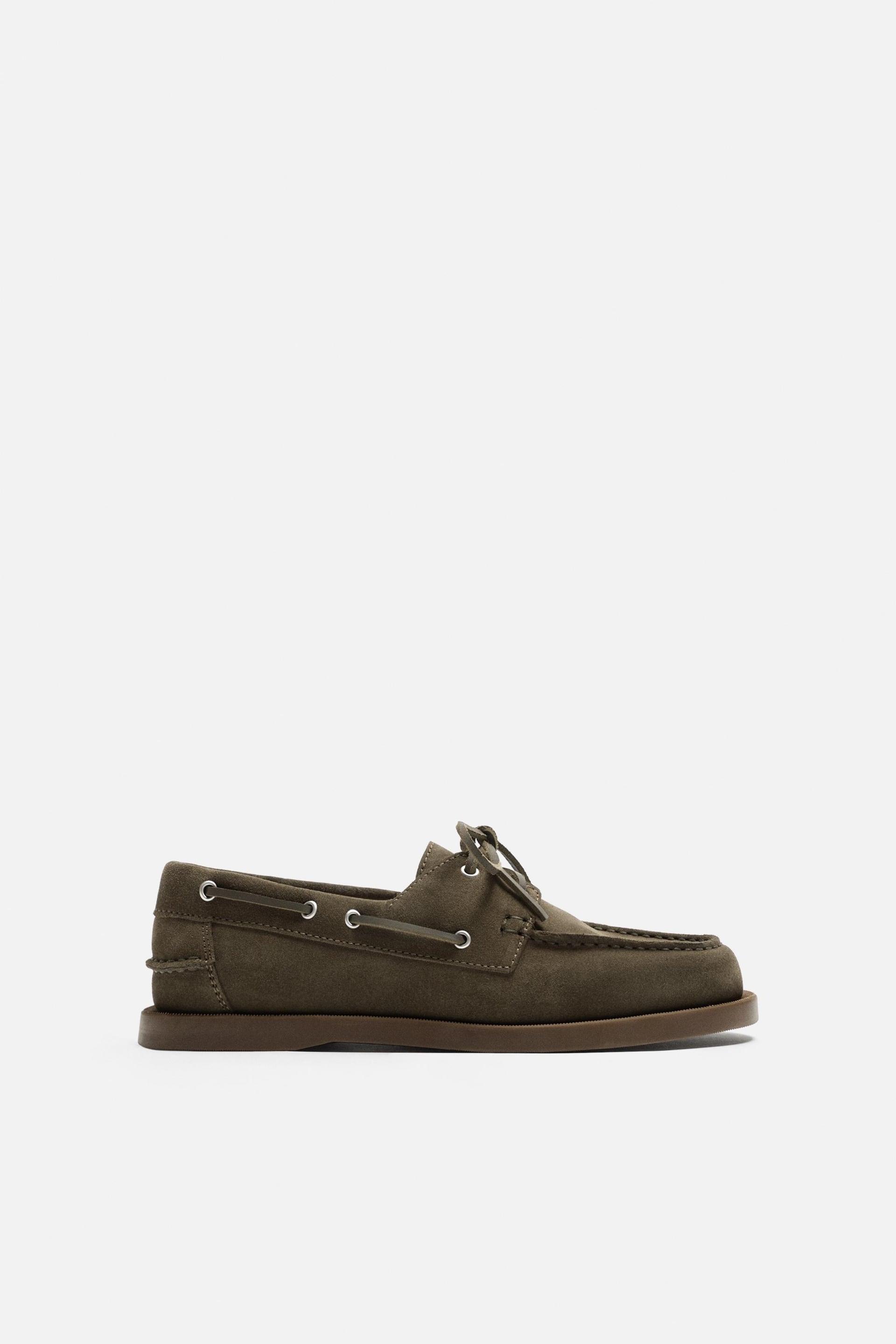 LEATHER BOAT SHOES by ZARA