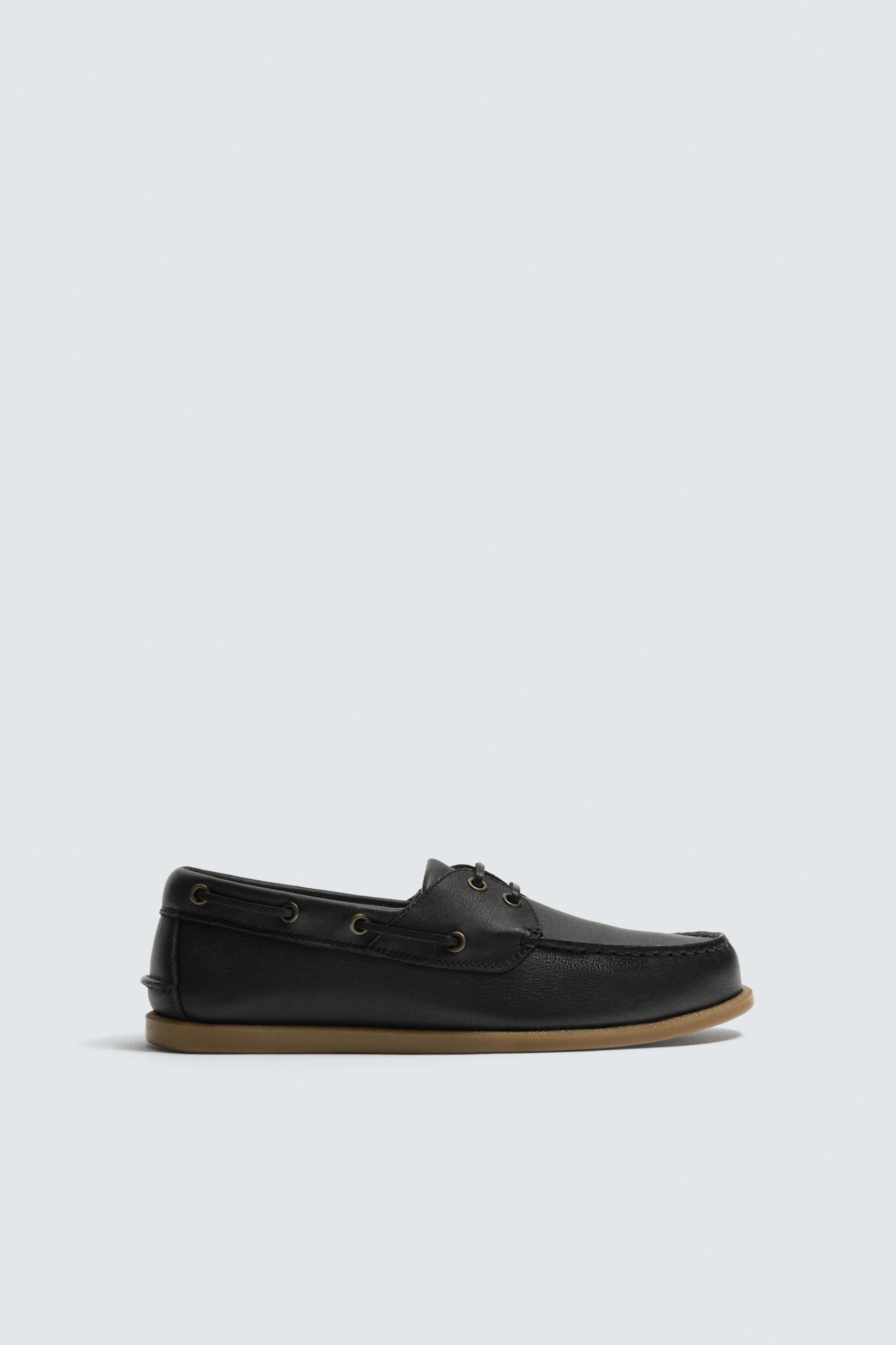 LEATHER BOAT SHOES by ZARA